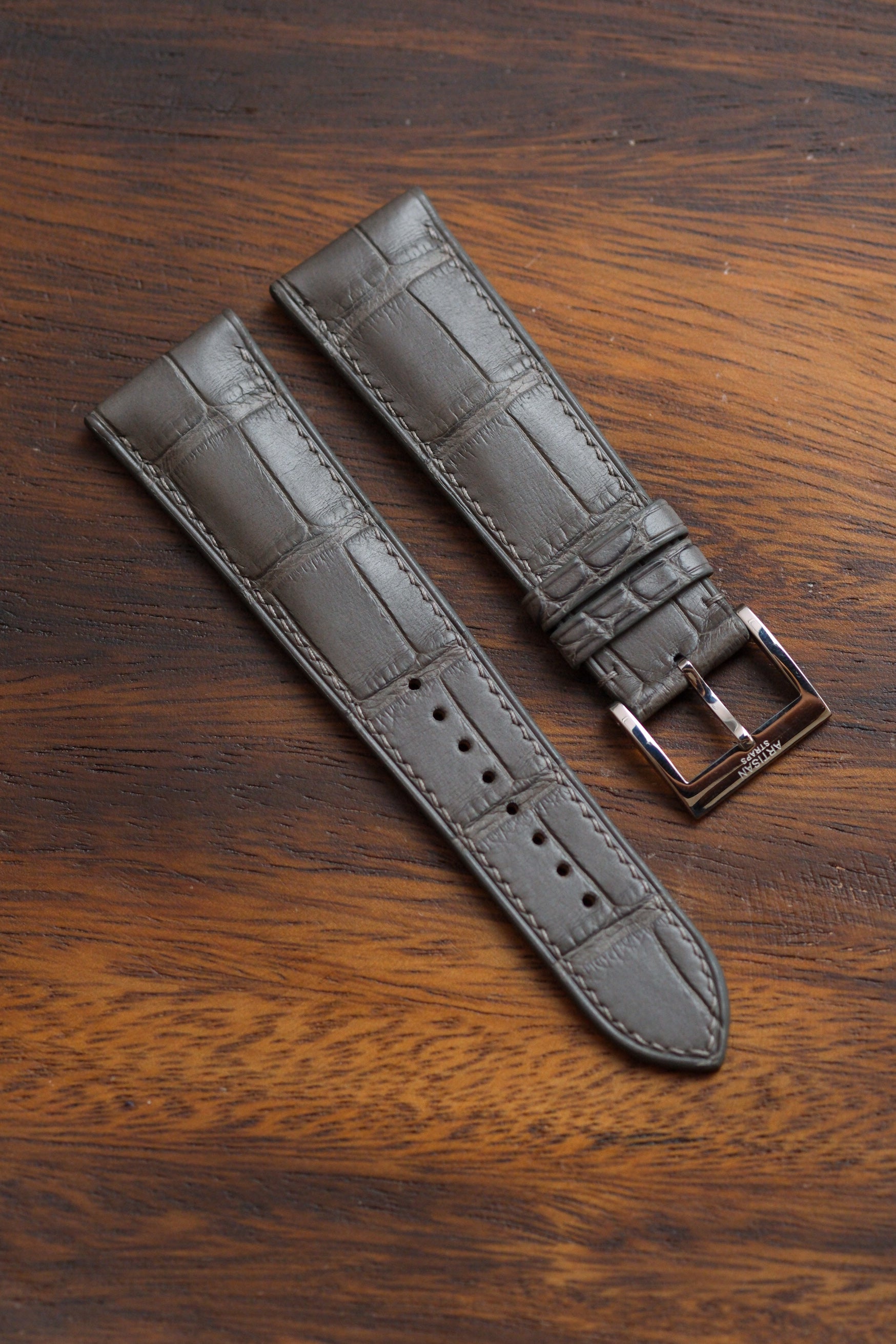Grey Alligator (Padded) Leather Strap - Artisan Straps