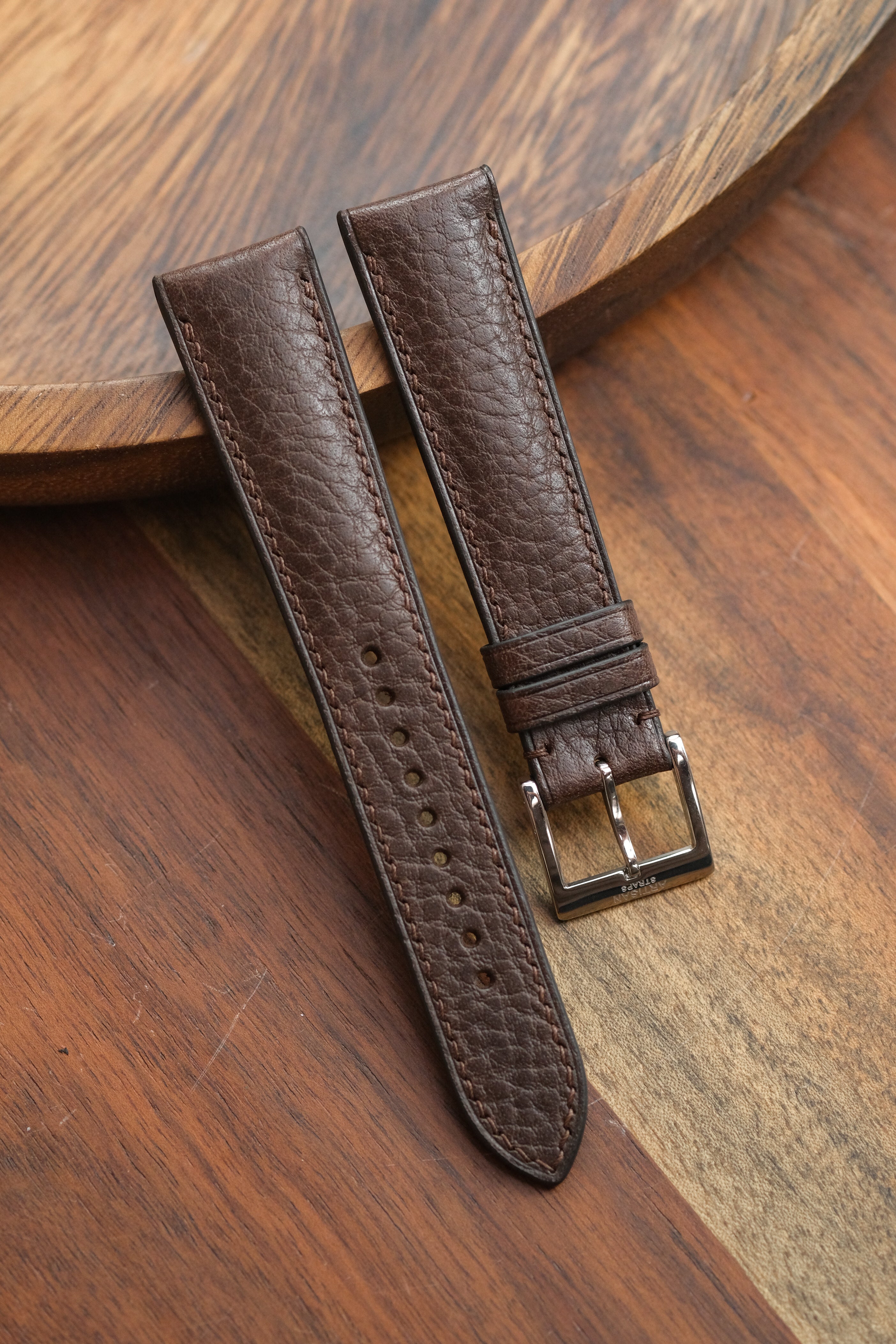 Dark Brown Minerva Box (Padded) Leather Strap - Artisan Straps