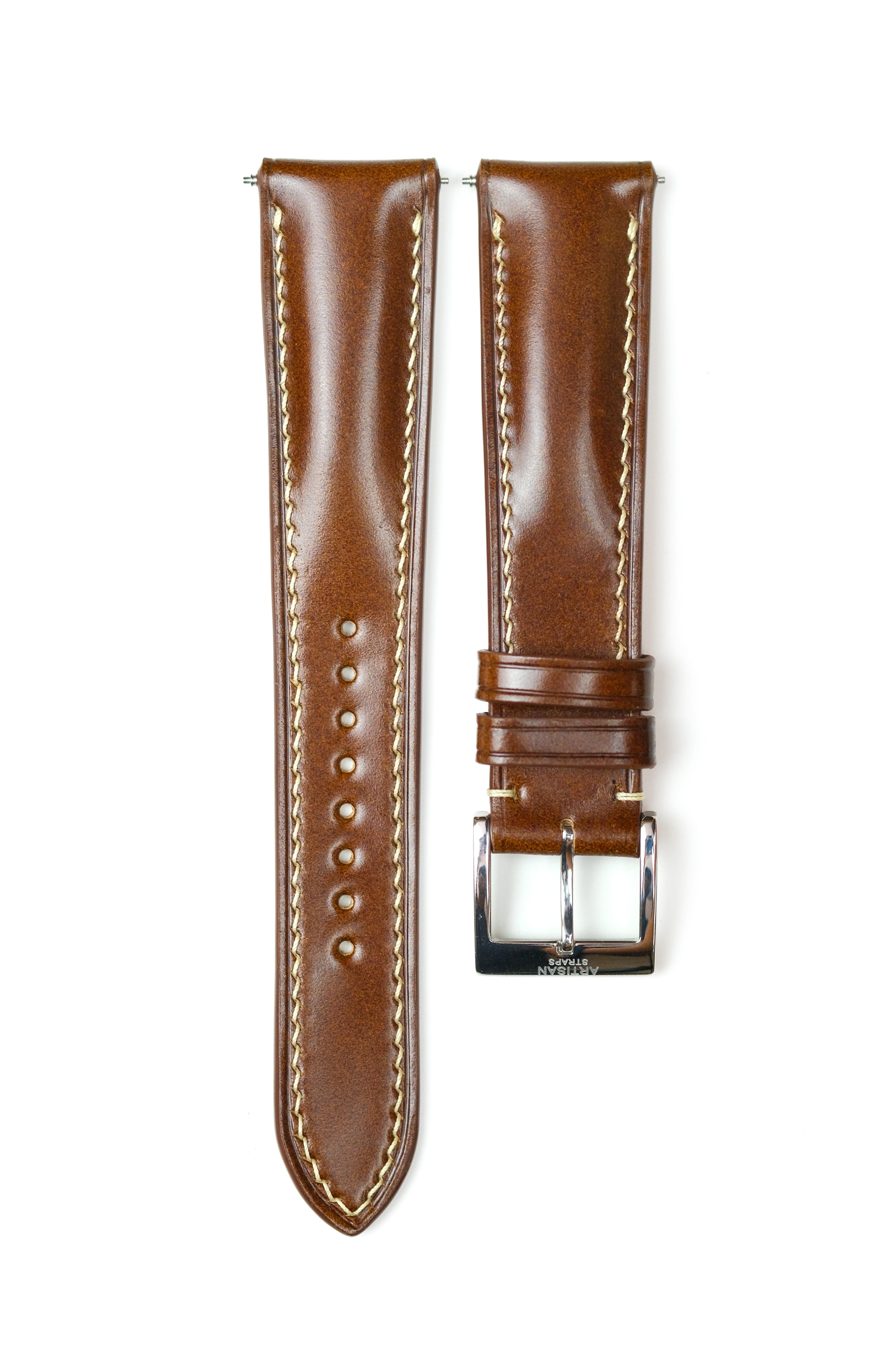 Cognac Shell Cordovan (Padded) Leather Strap - Artisan Straps