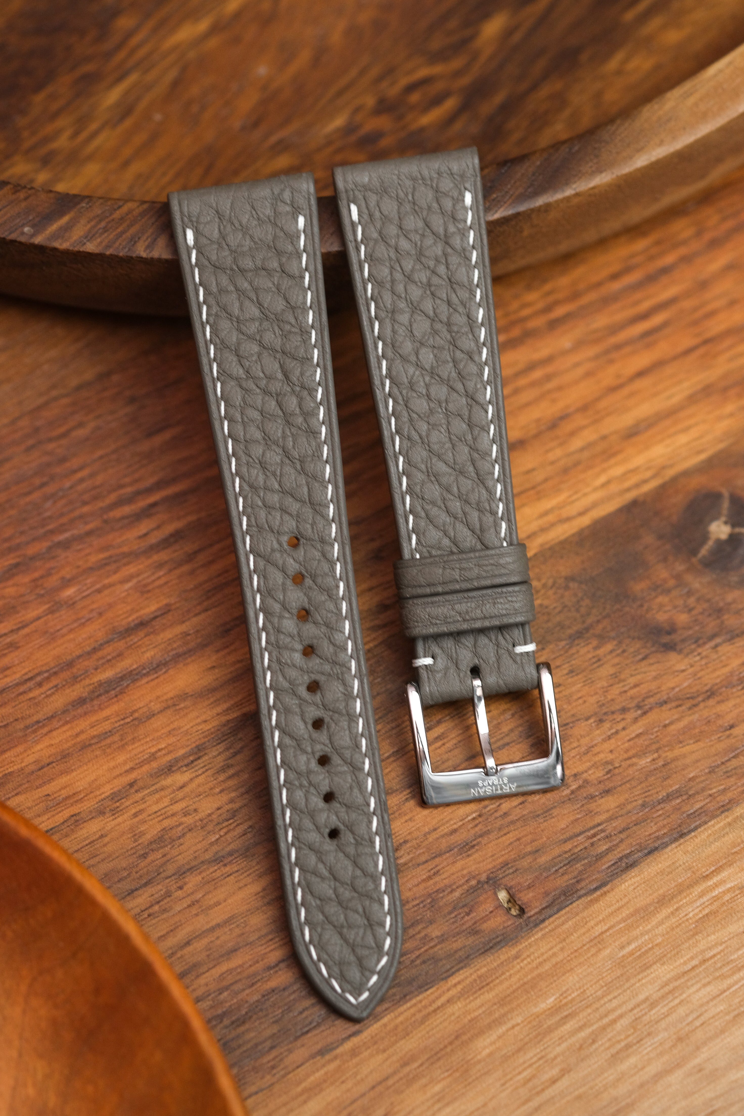 Grey Shrunken Calf Leather Strap - Artisan Straps