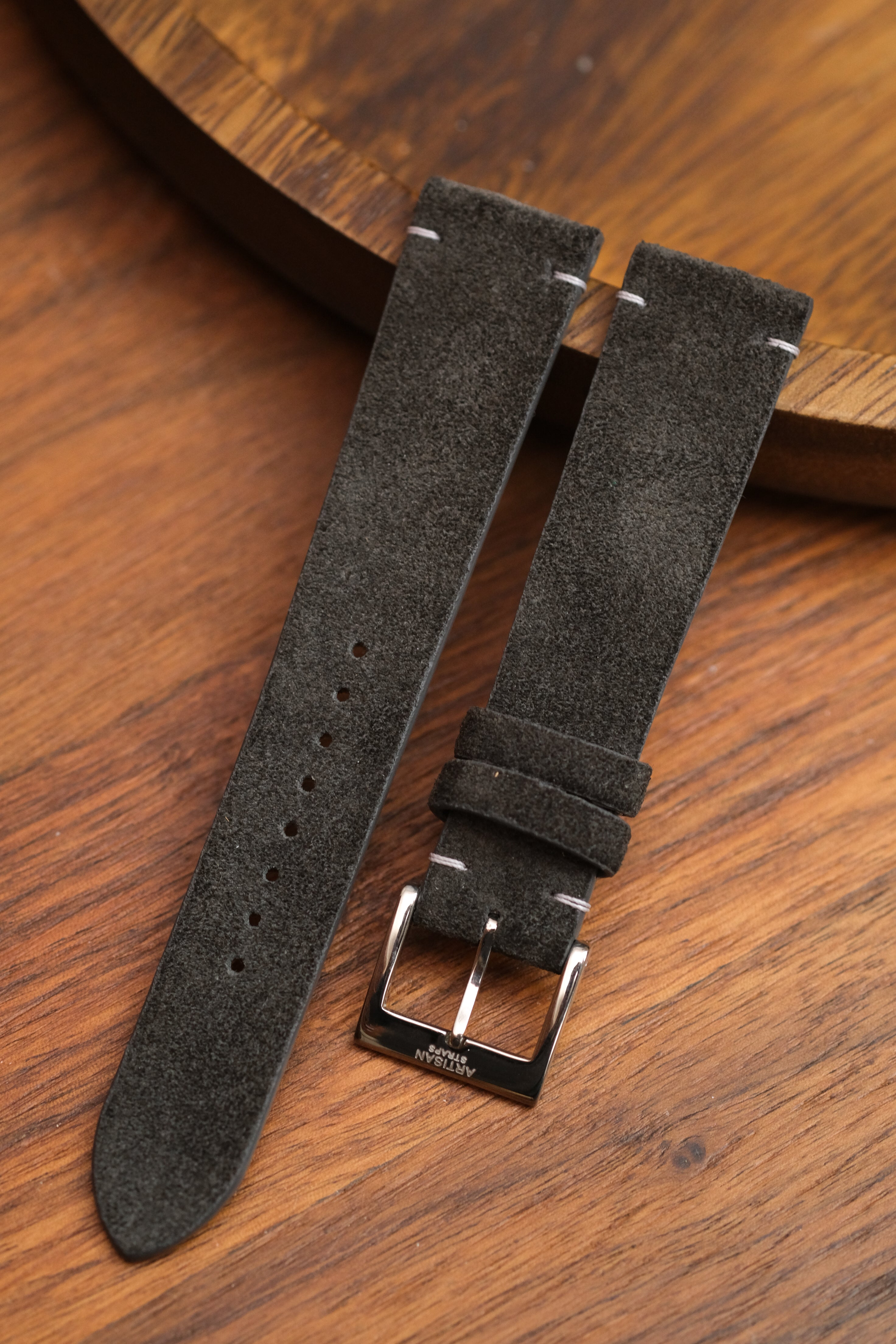 Deep Grey Suede (Two-Stitch) Leather Strap - Artisan Straps
