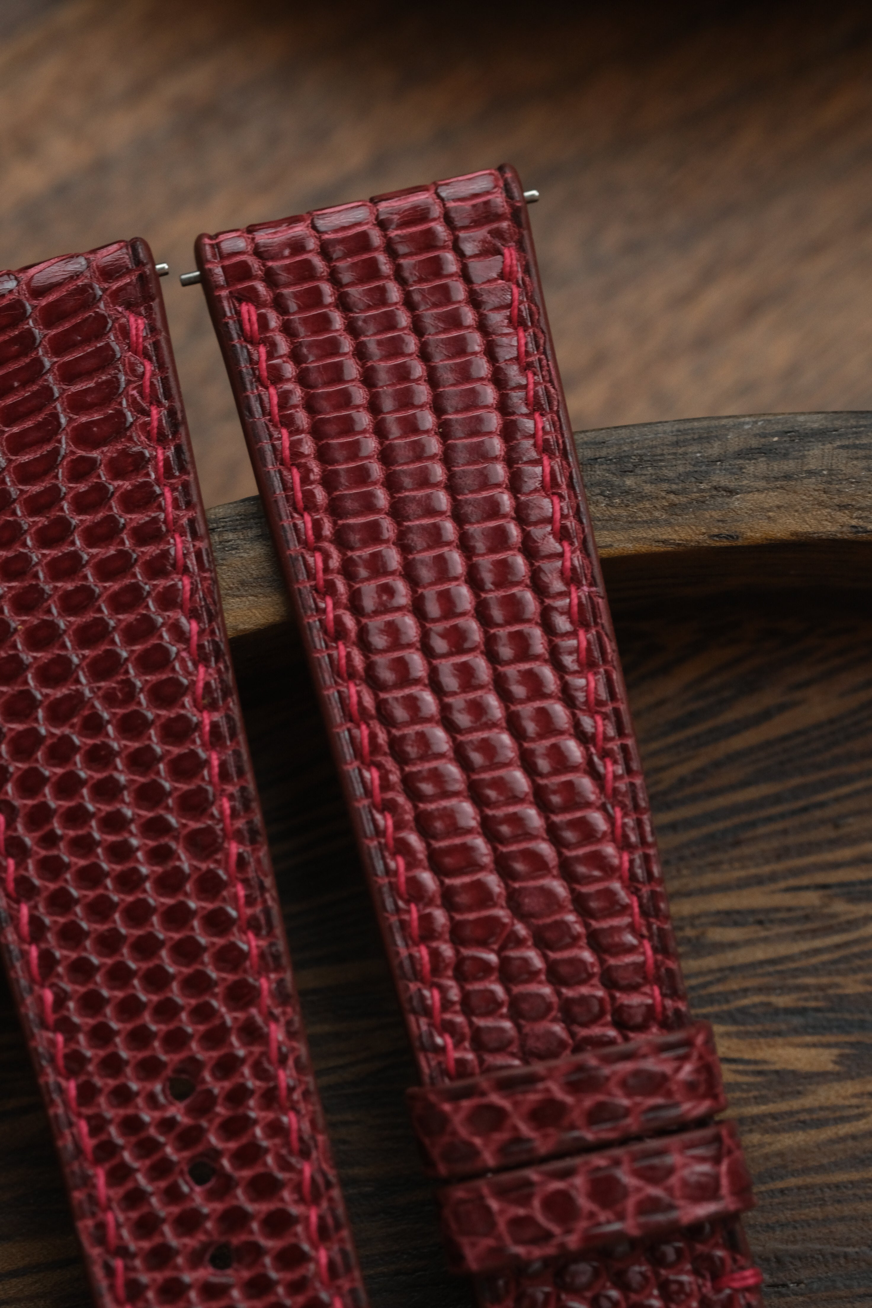 Dark Red Lizard Leather Strap