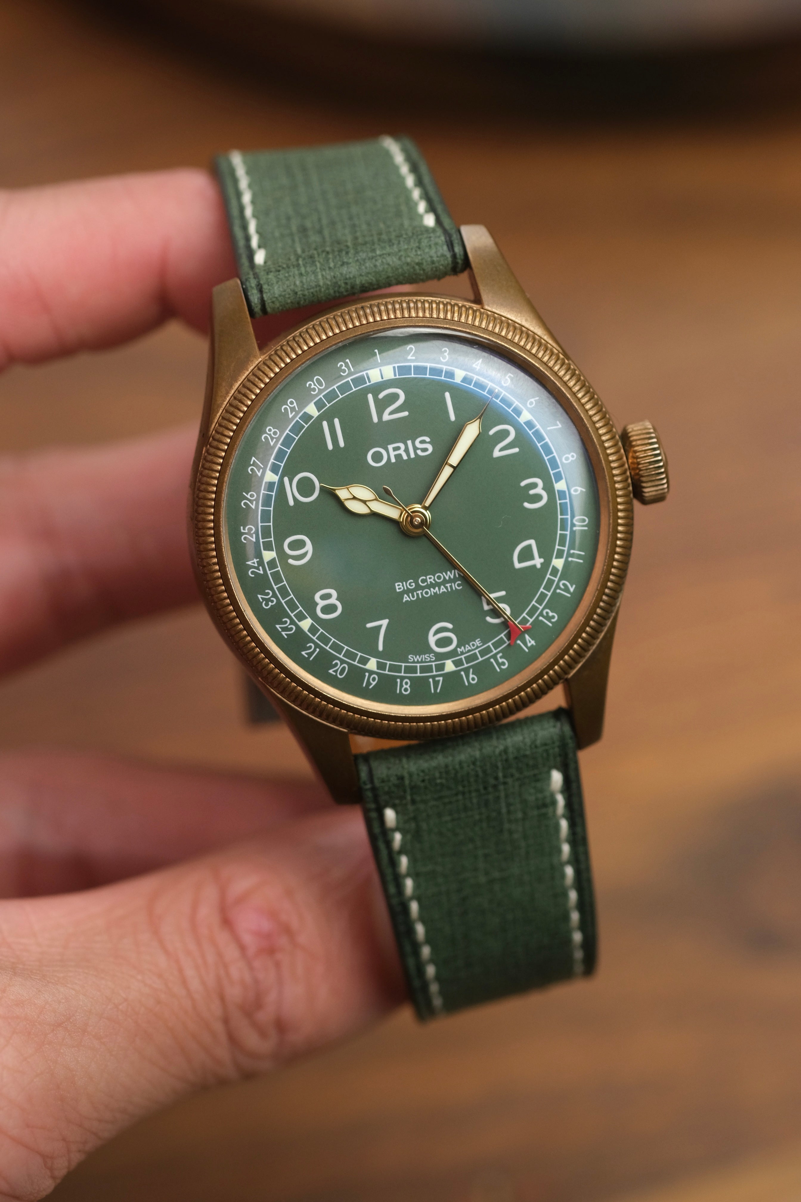 Green Babele 'Linen' Leather Strap - Artisan Straps