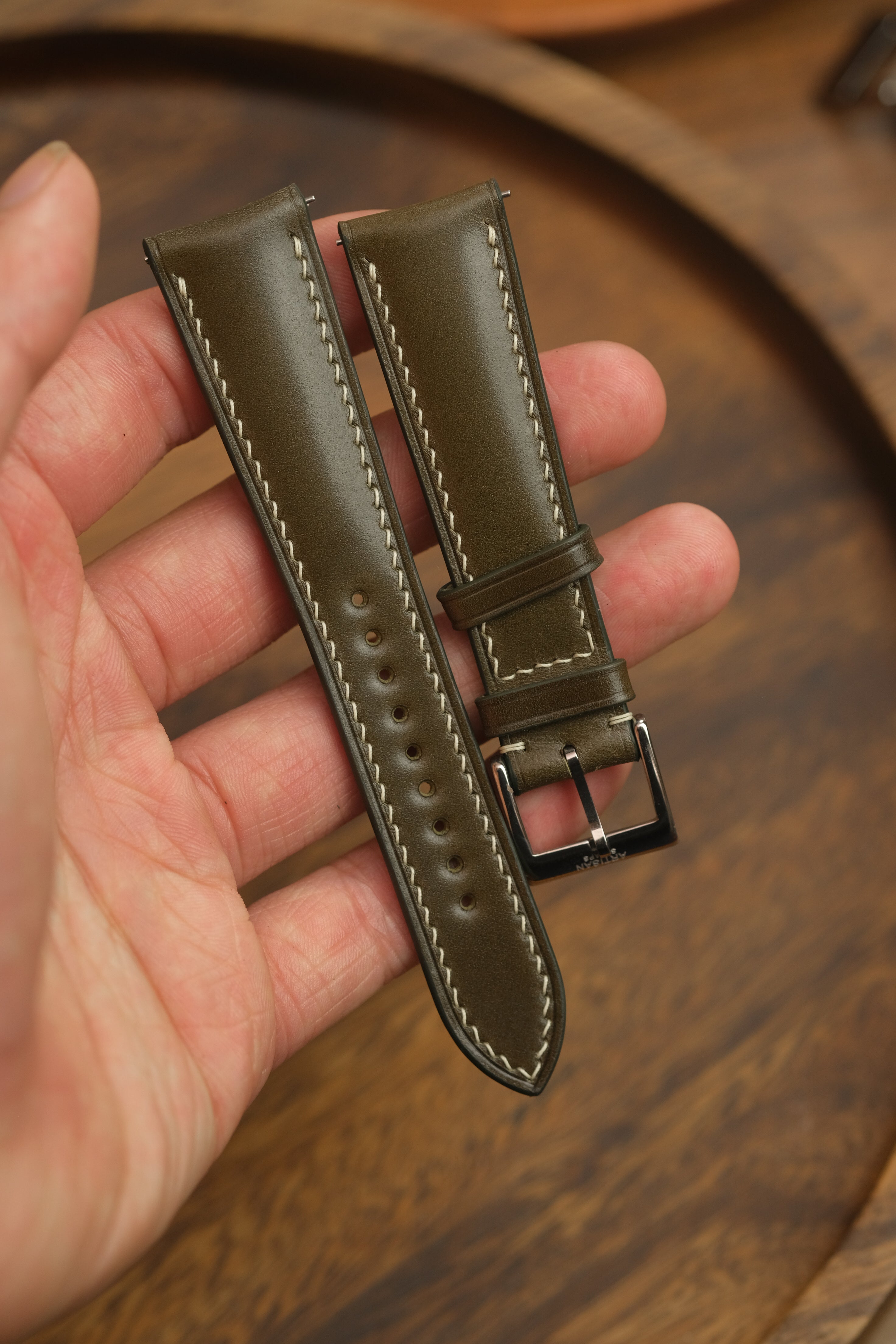 *CLEARANCE* Olive Shell Cordovan (Padded) Leather Strap