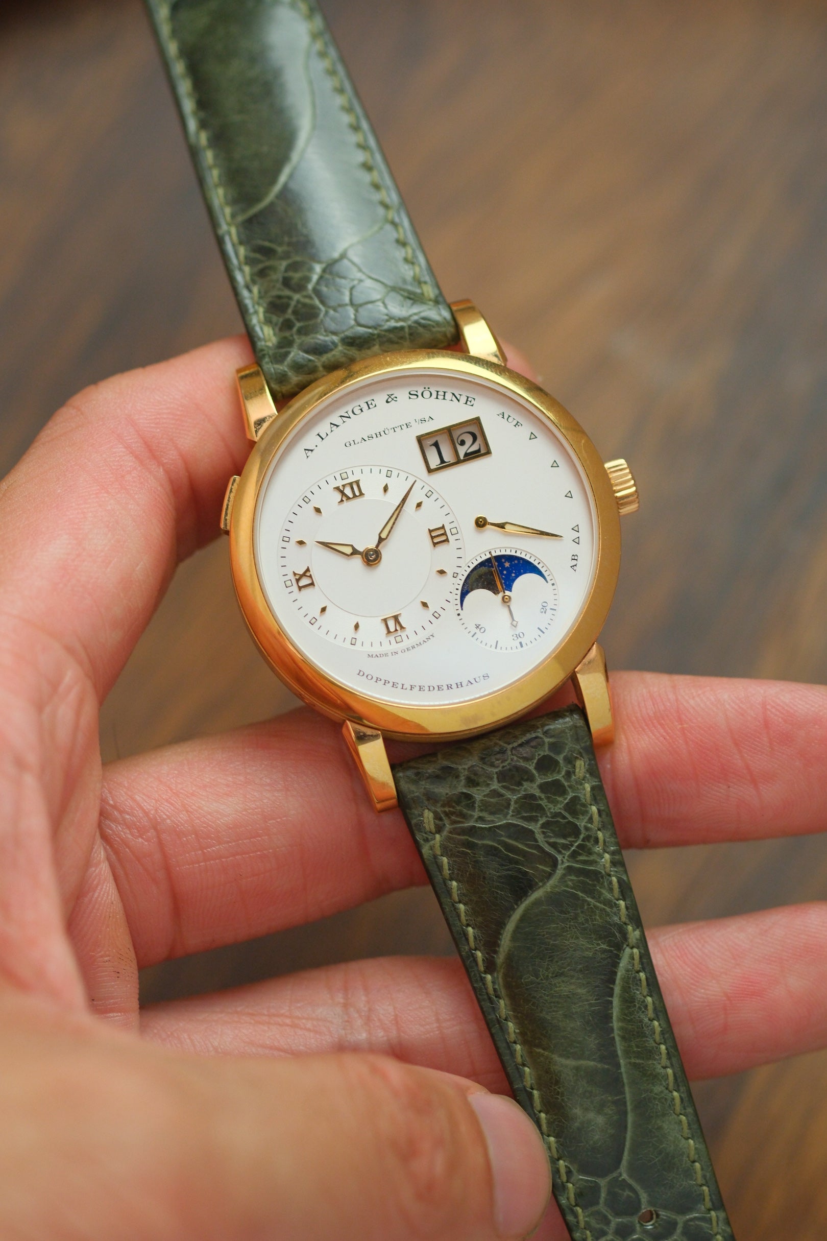 Olive Green Ostrich Leg Leather Strap - Artisan Straps