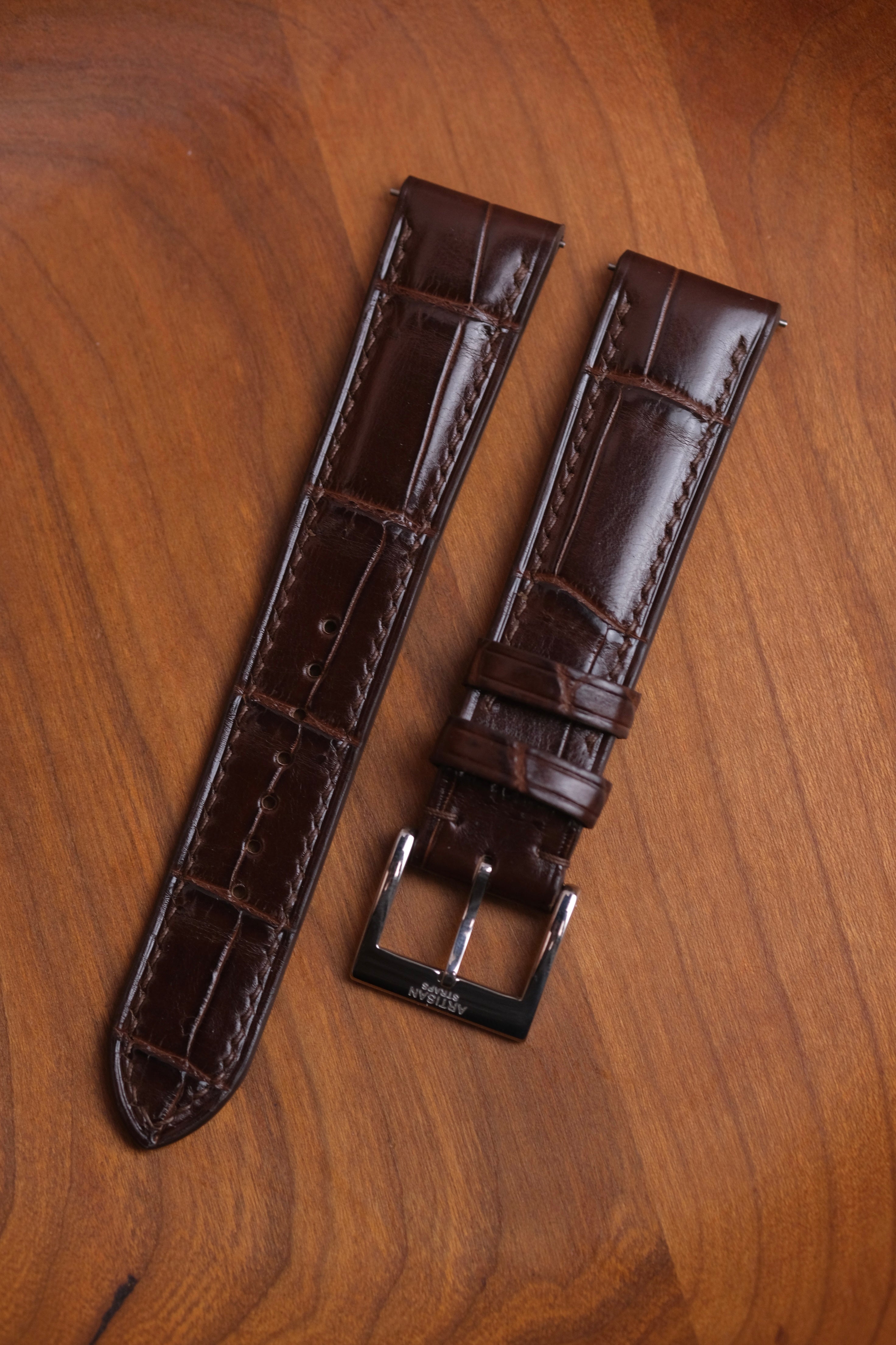 Chestnut Brown Millenium Crocodile (Padded) Leather Strap