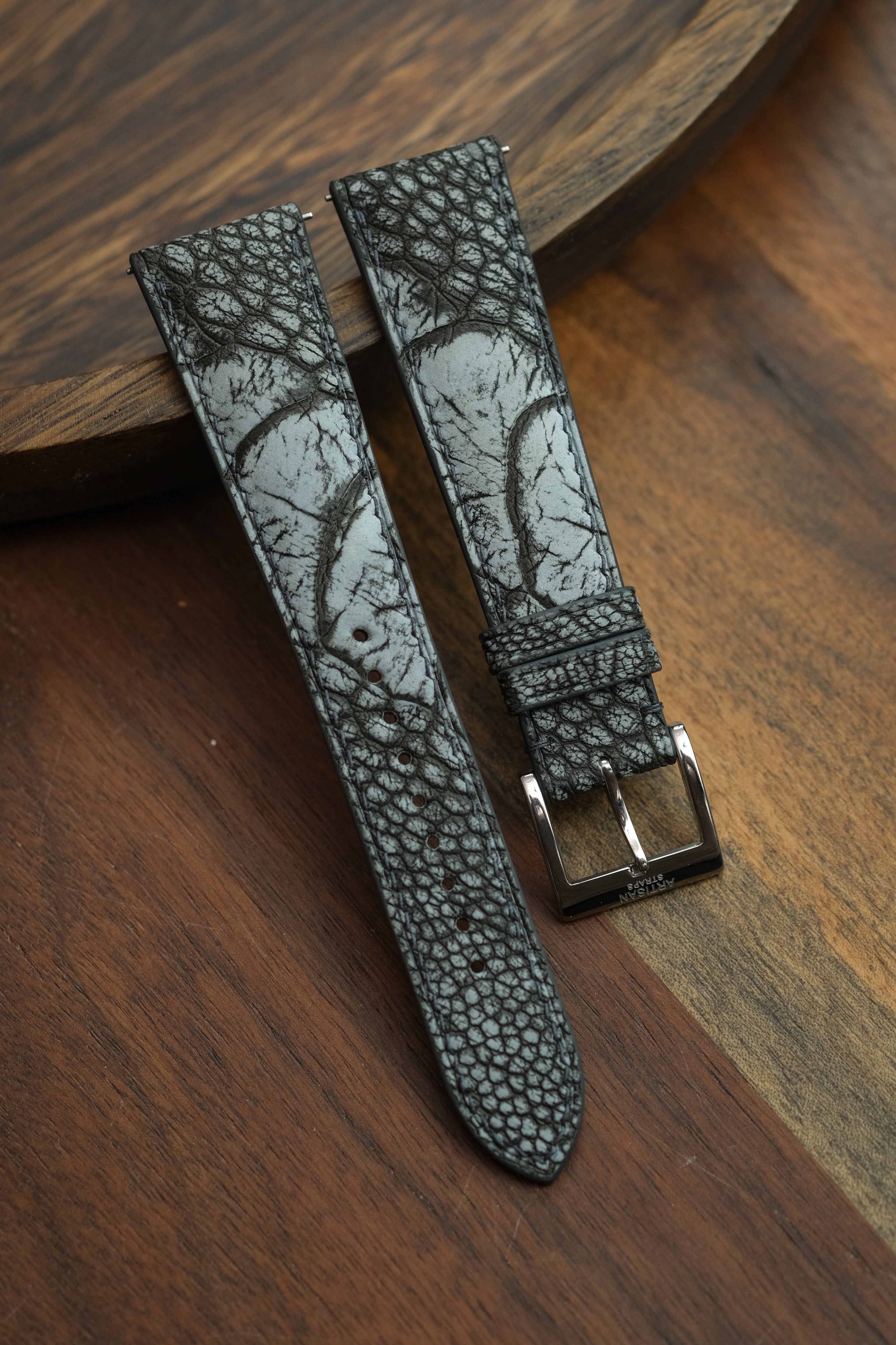 Grey Nubuck Ostrich Leg Leather Strap - Artisan Straps
