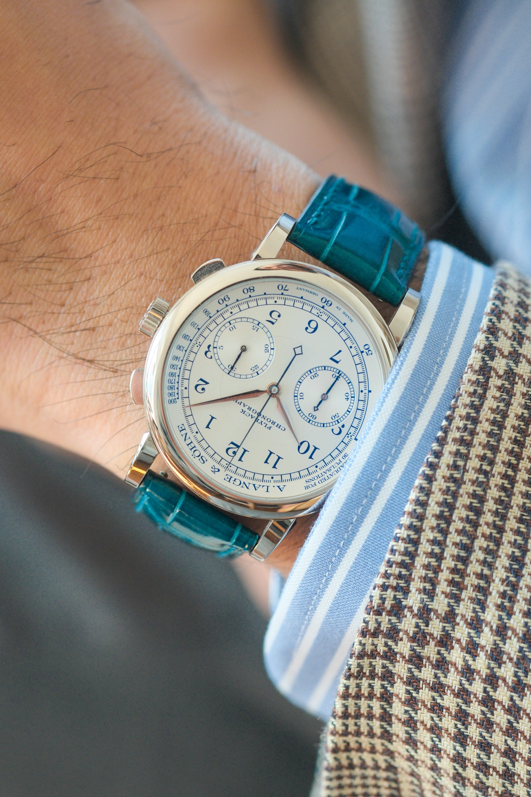 Peacock Blue Glazed Alligator (Padded) Leather Strap