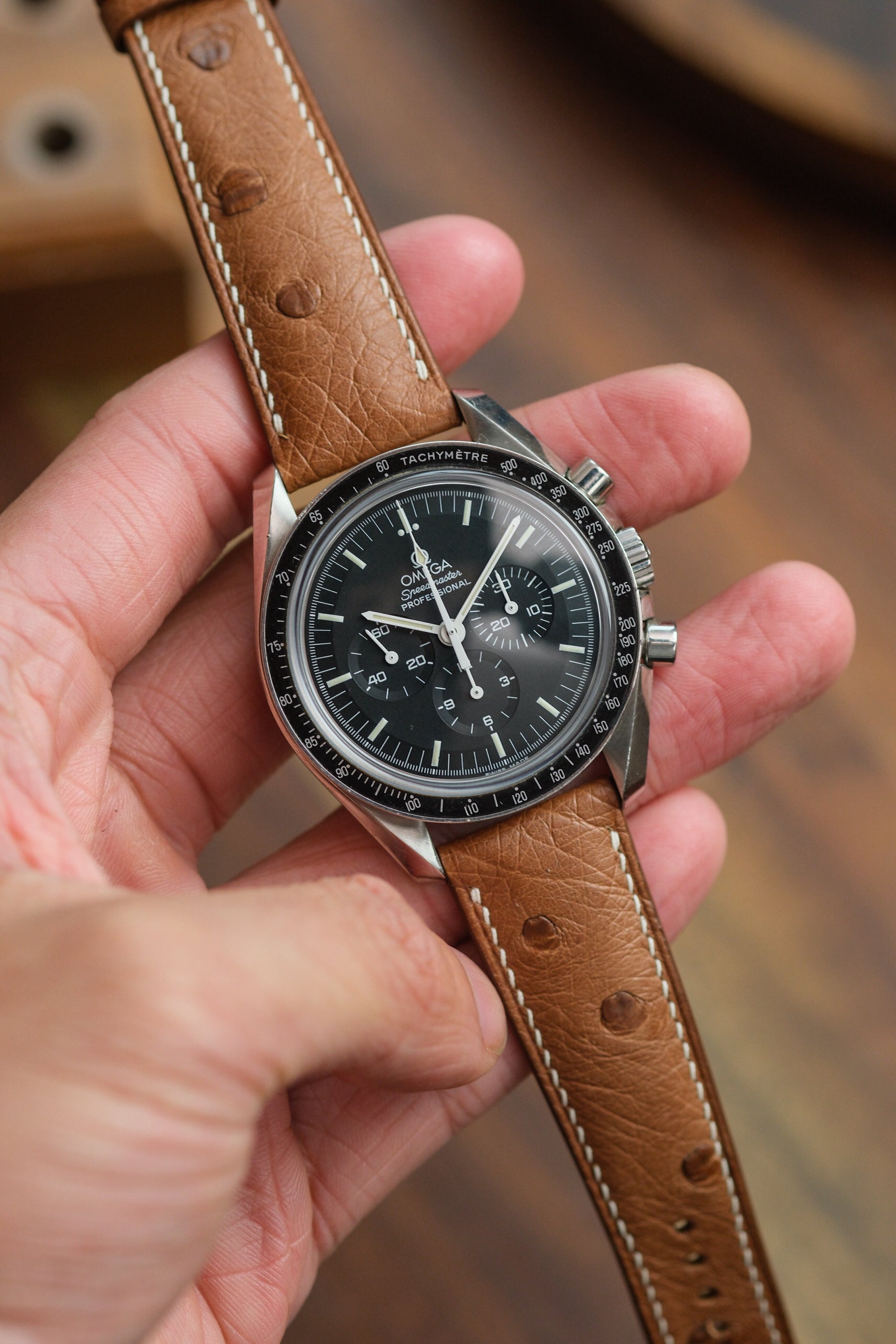 Cognac Ostrich Belly (Padded) Leather Strap