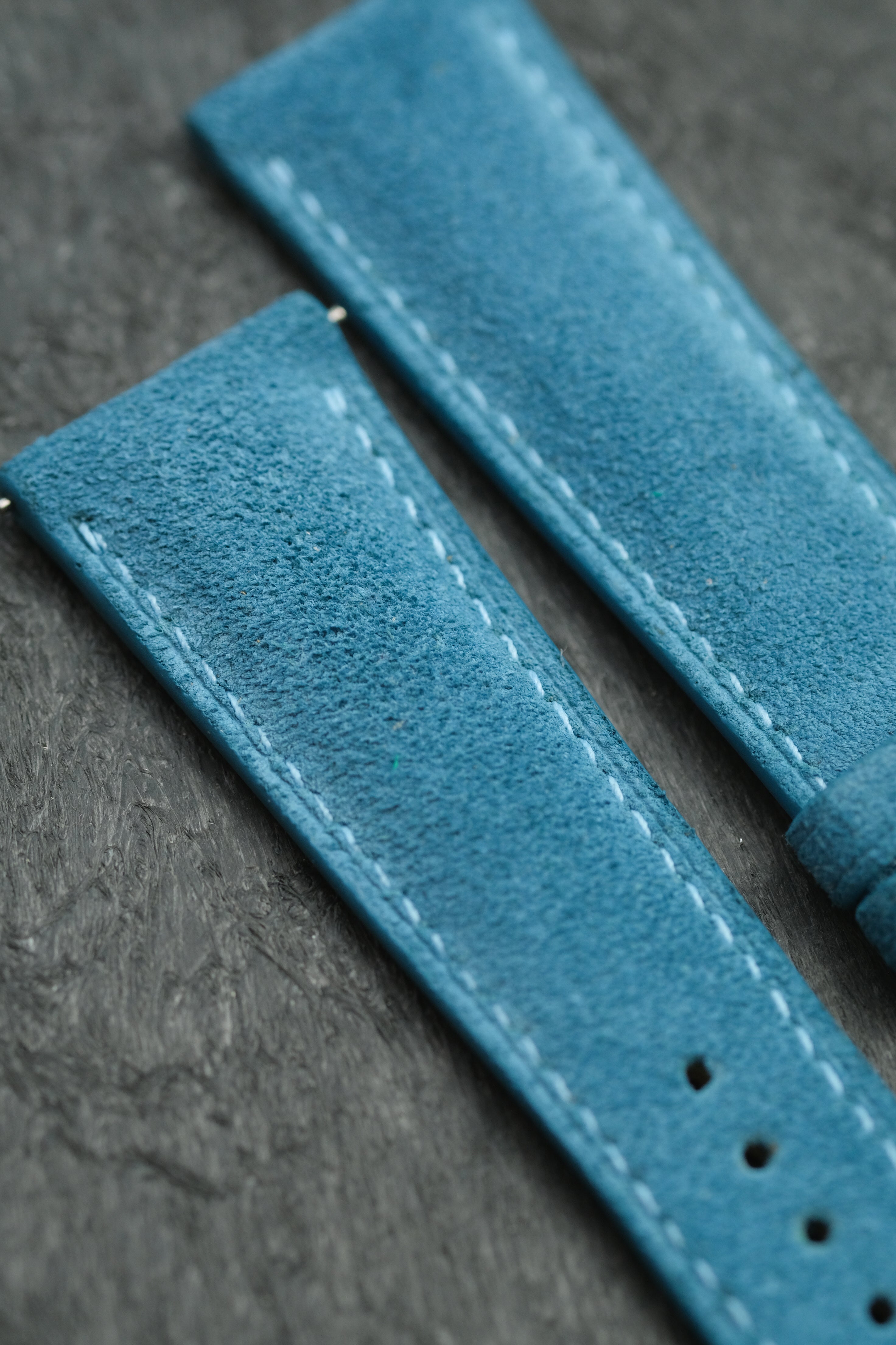 Aqua Blue Suede (Padded) Leather Strap