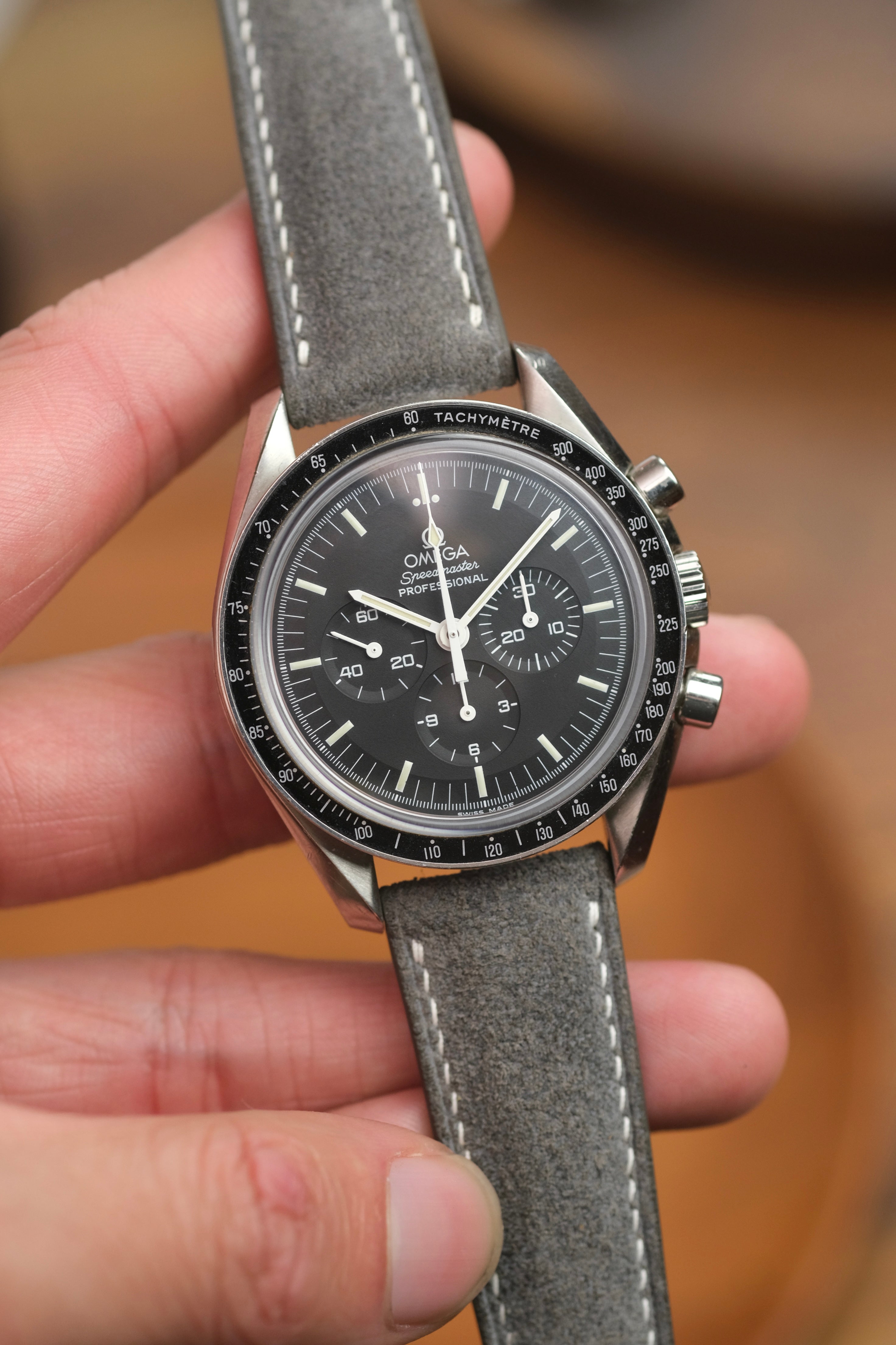 Grey Suede (Padded) Leather Strap