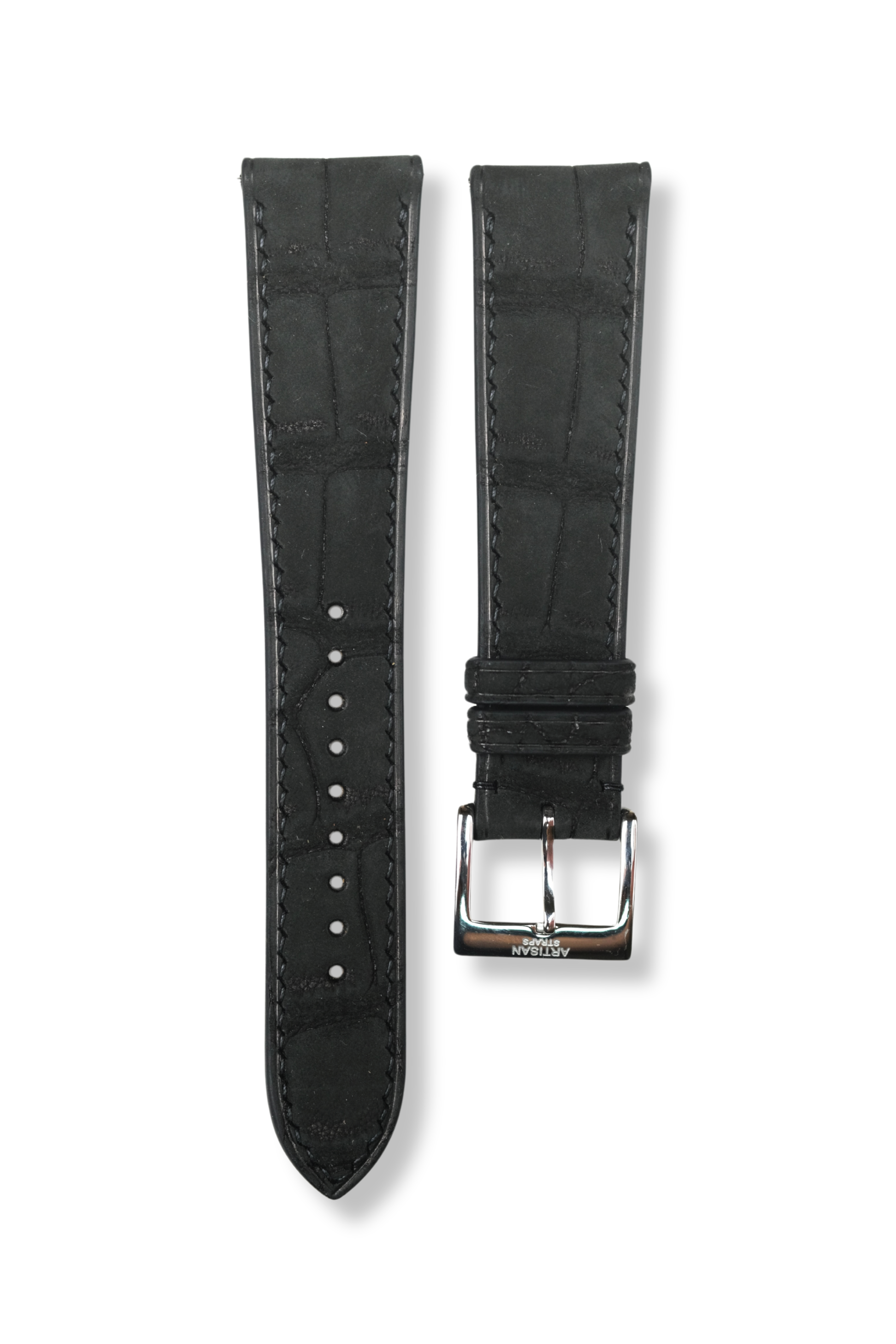Black Nubuck Alligator (Padded) Leather Strap (MTO)