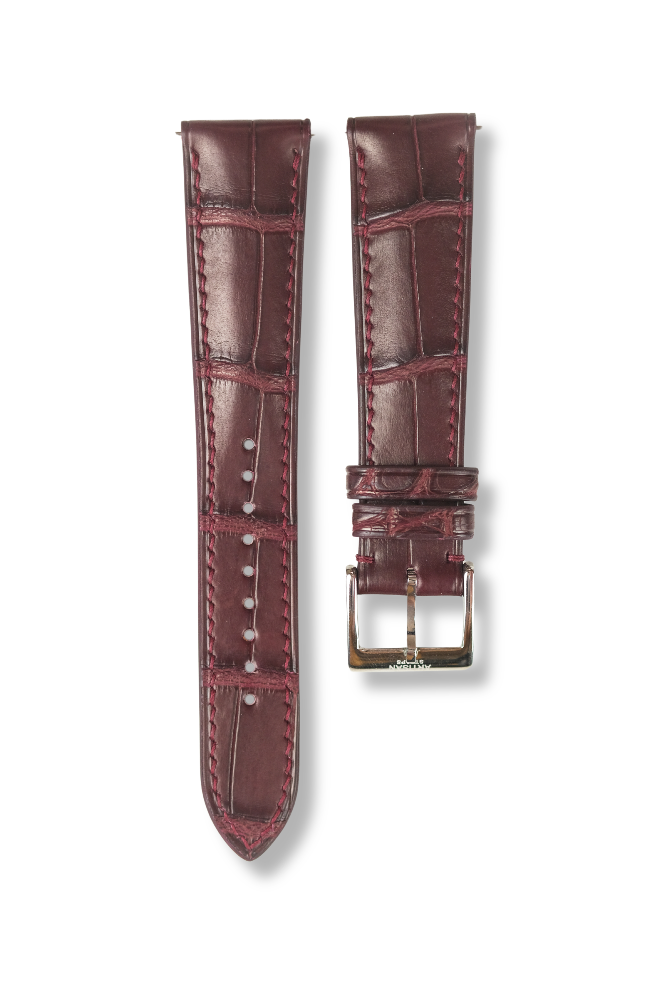 Burgundy Alligator (Padded) Leather Strap - Artisan Straps