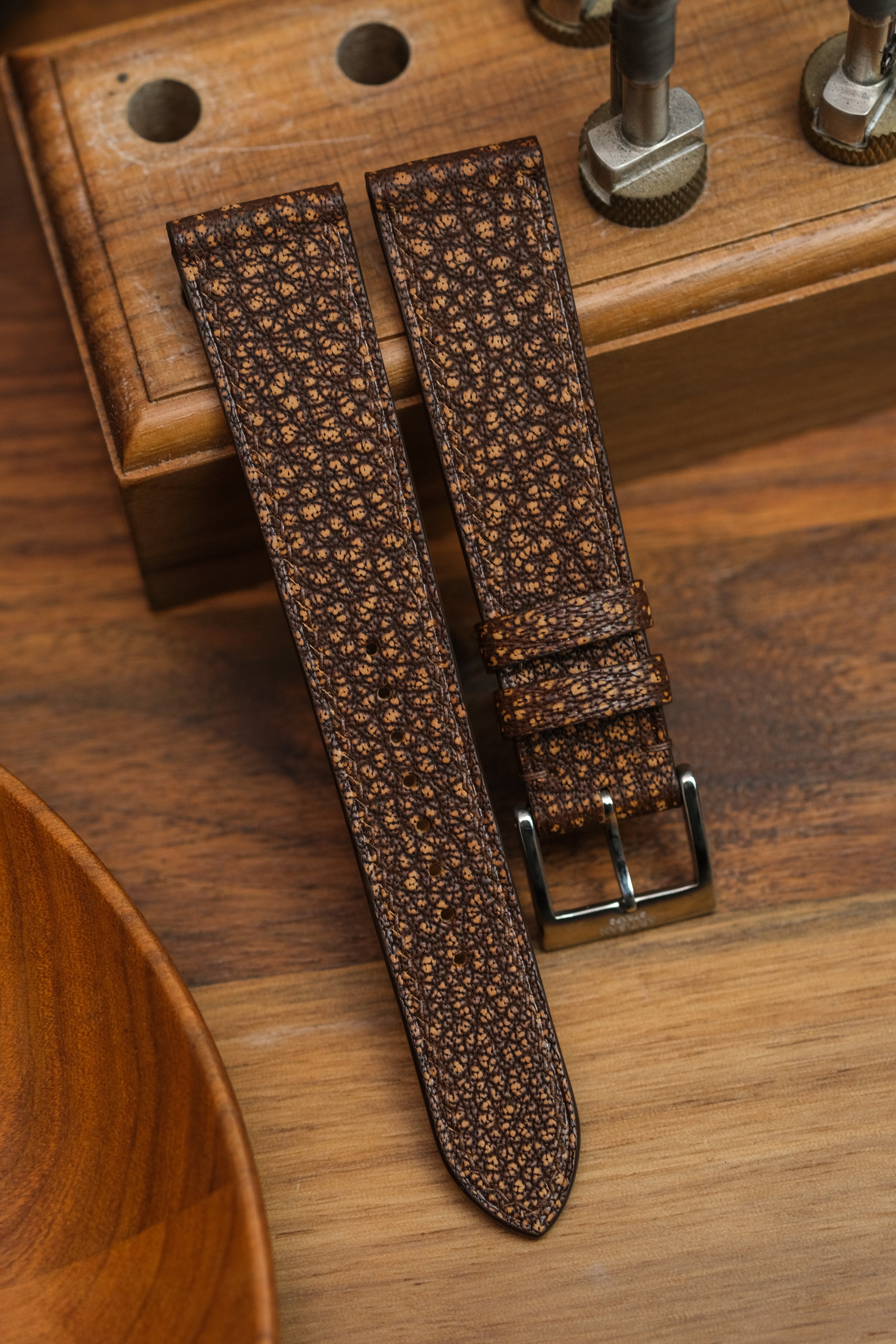 Cognac Vielli Shrunken Buffalo Leather Strap - Artisan Straps