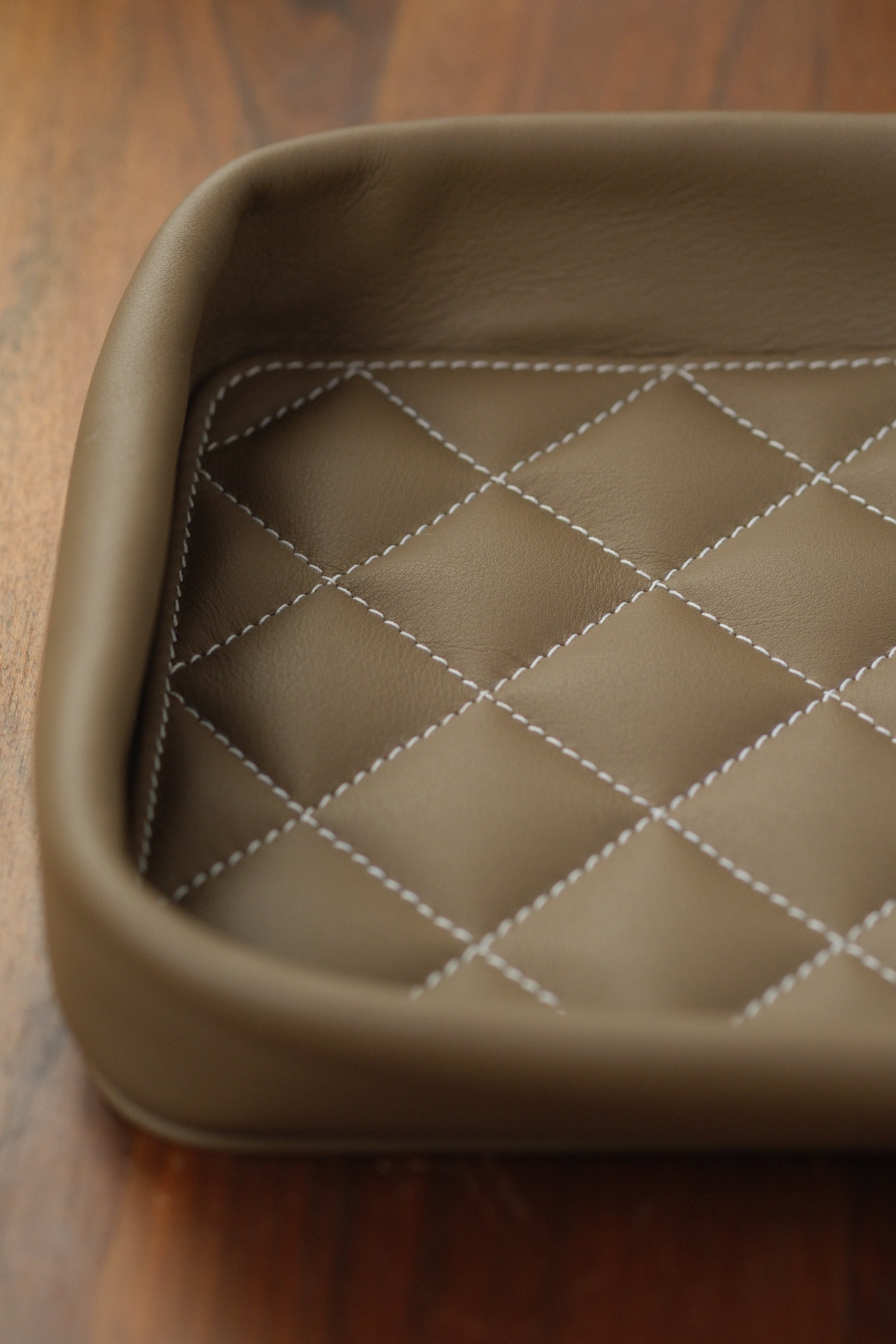 Quilted Calfskin Leather Tray - Taupe Swift - Artisan Straps