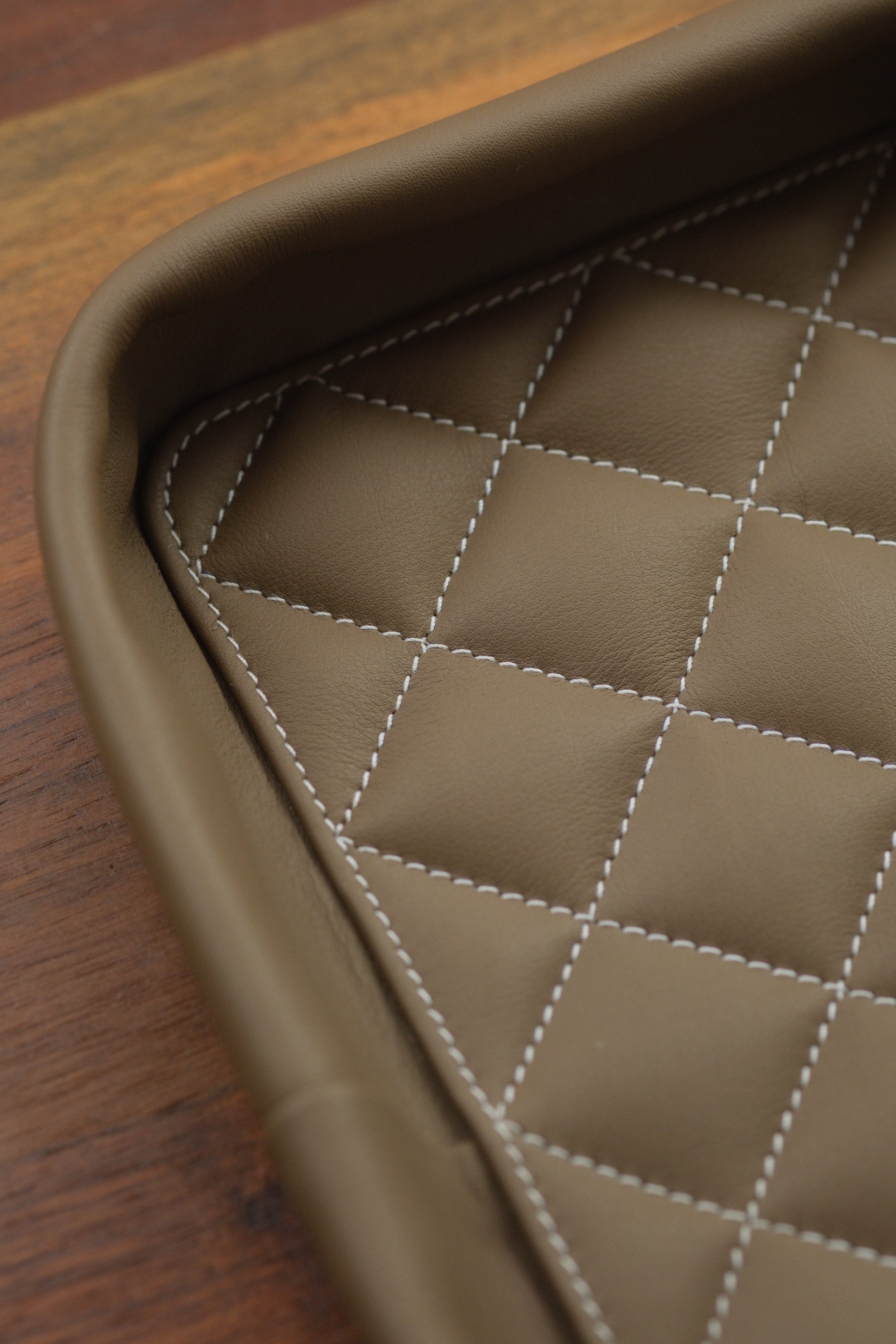 Quilted Calfskin Leather Tray - Taupe Swift - Artisan Straps