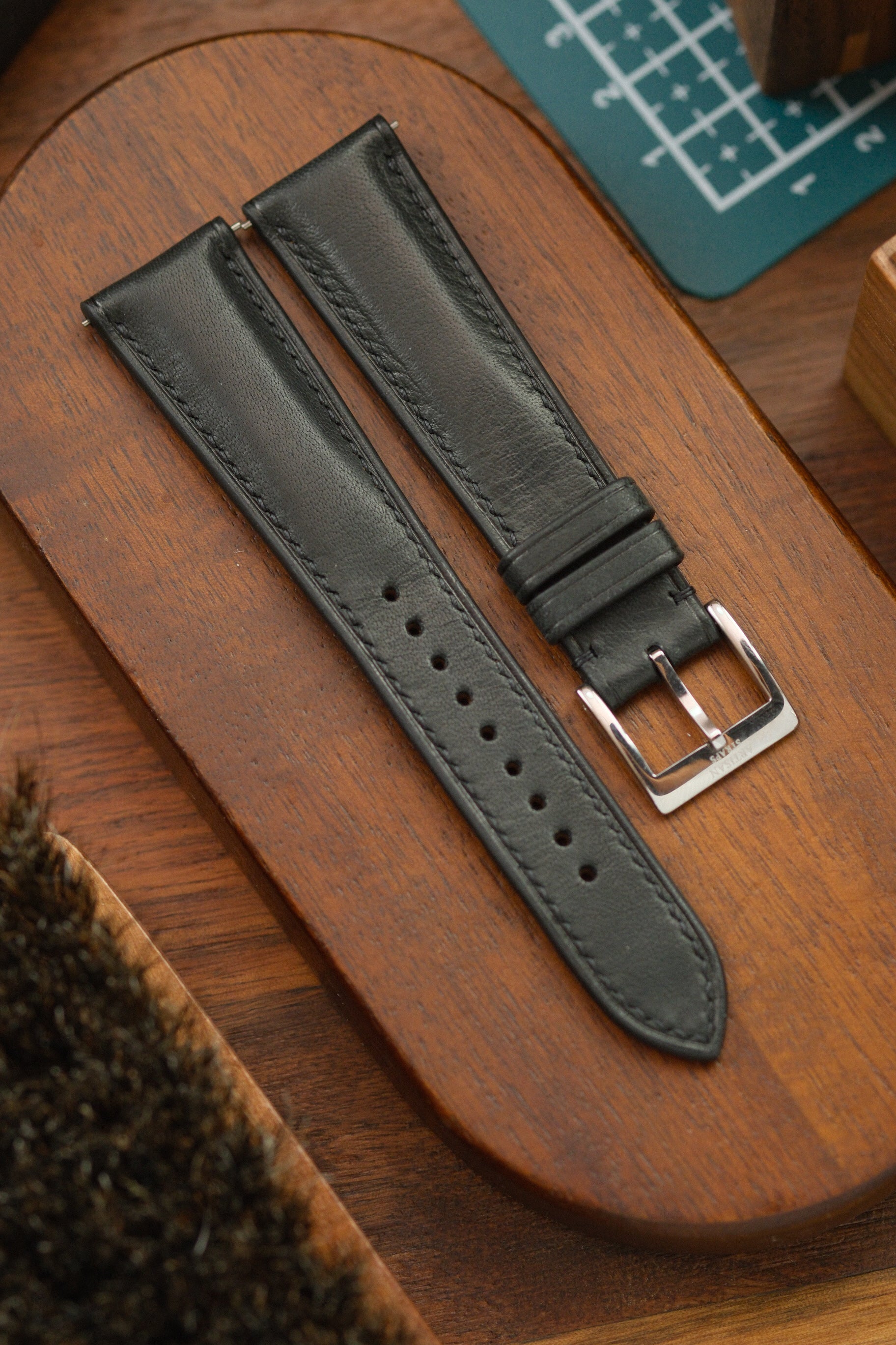 Black Kangaroo (Padded) Leather Strap - Artisan Straps