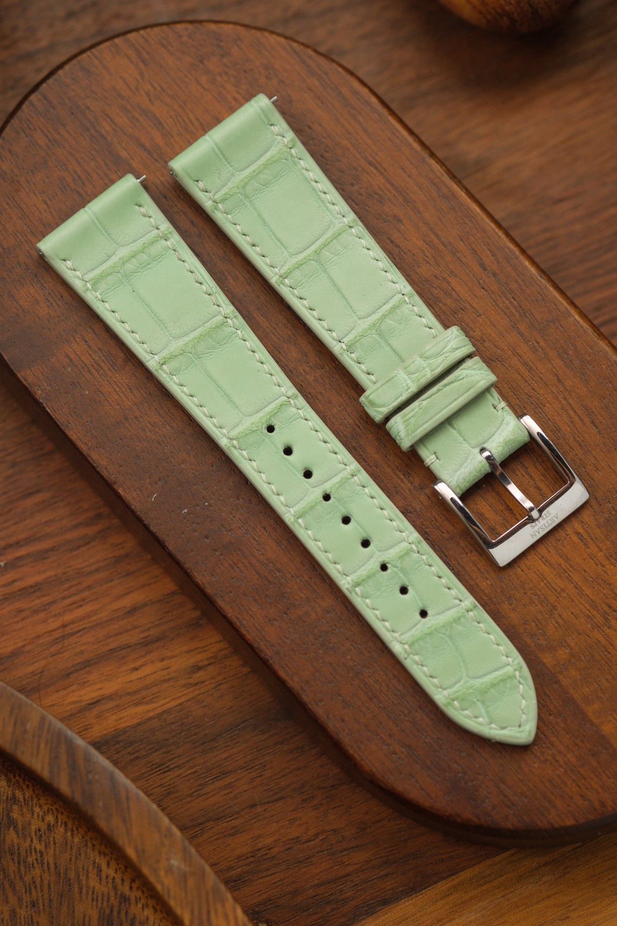 Mint Green Alligator Leather Strap (Made-to-Order) - Artisan Straps