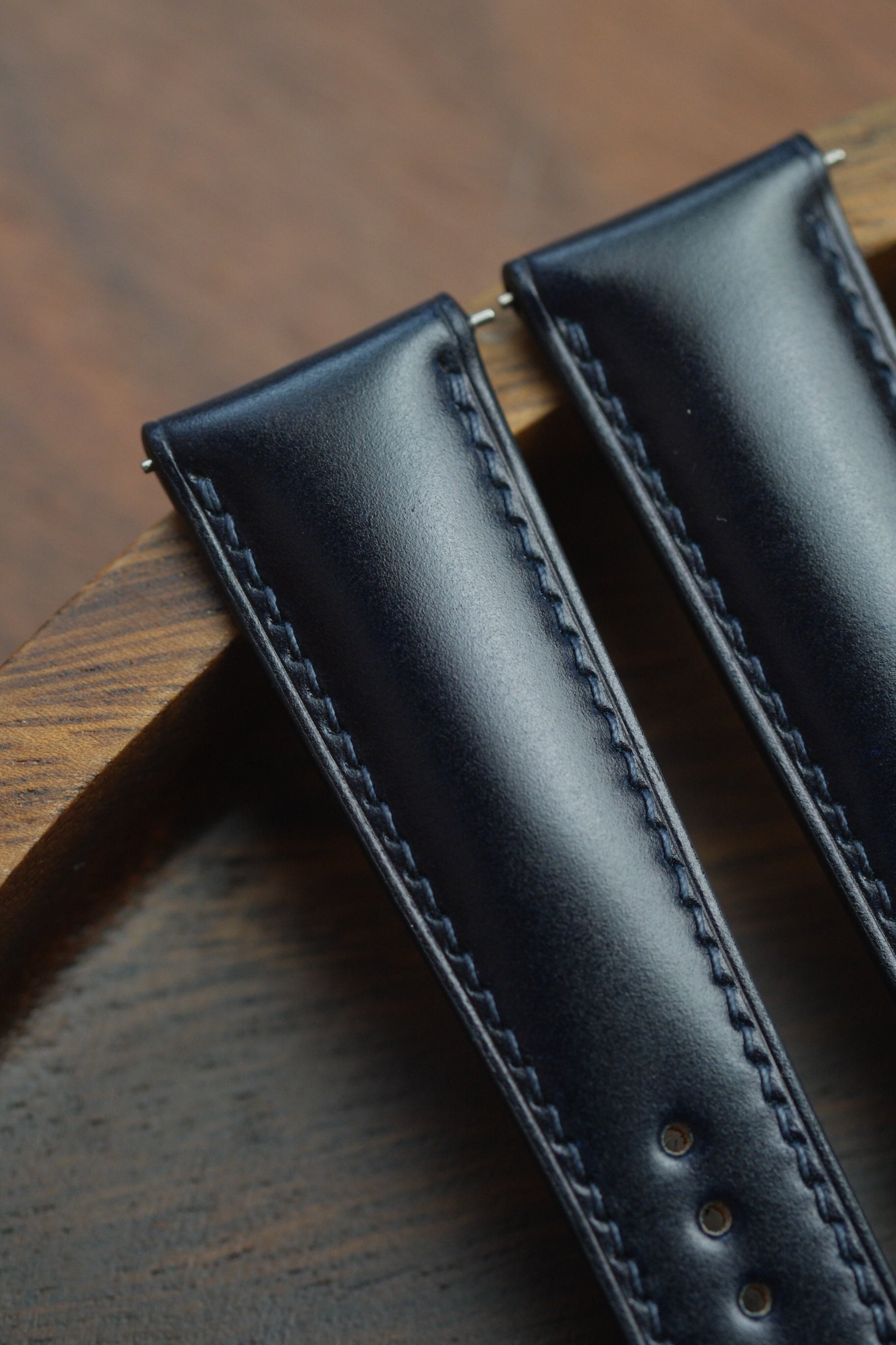 Dark Navy Shell Cordovan (Padded) Leather Strap