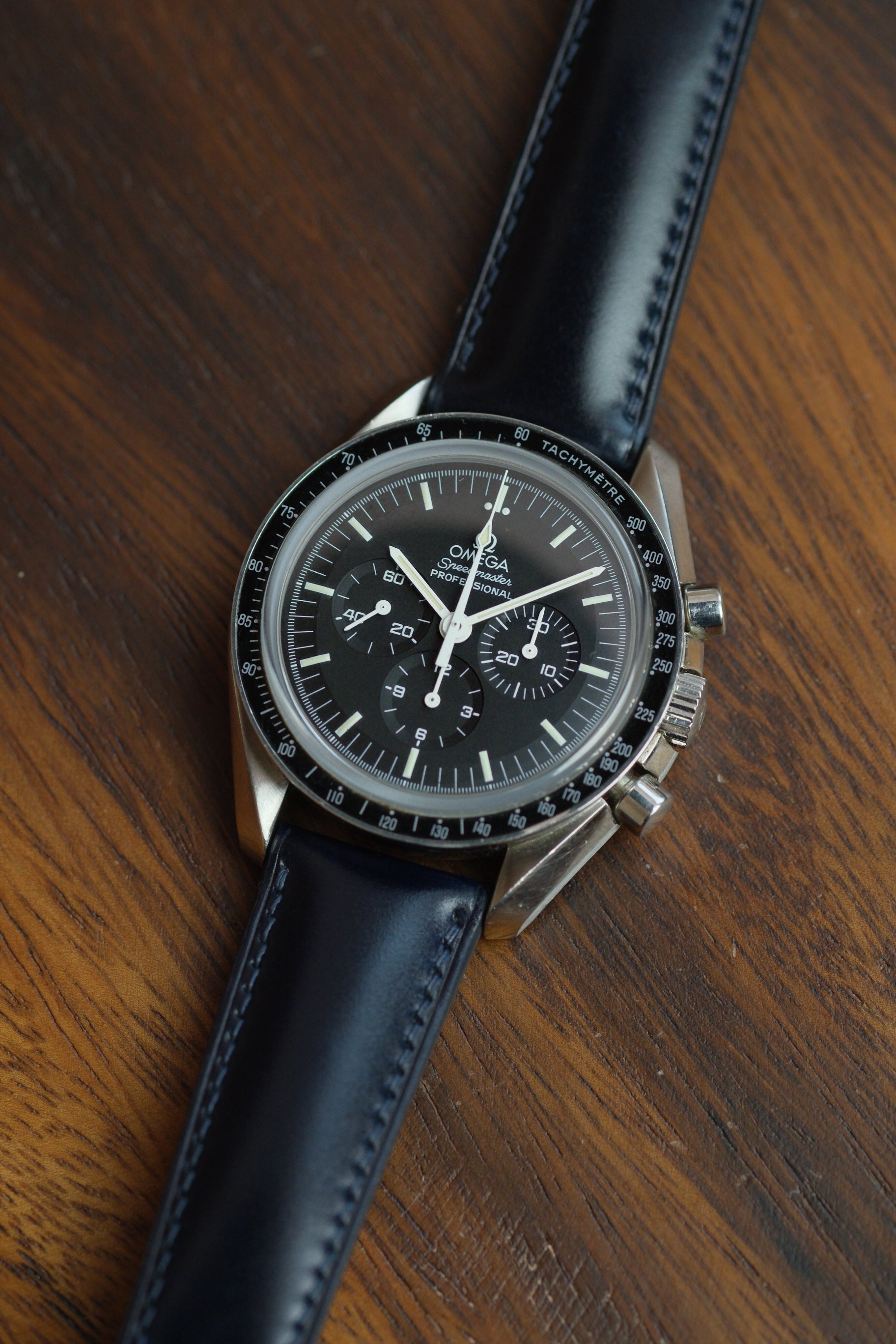 Dark Navy Shell Cordovan (Padded) Leather Strap