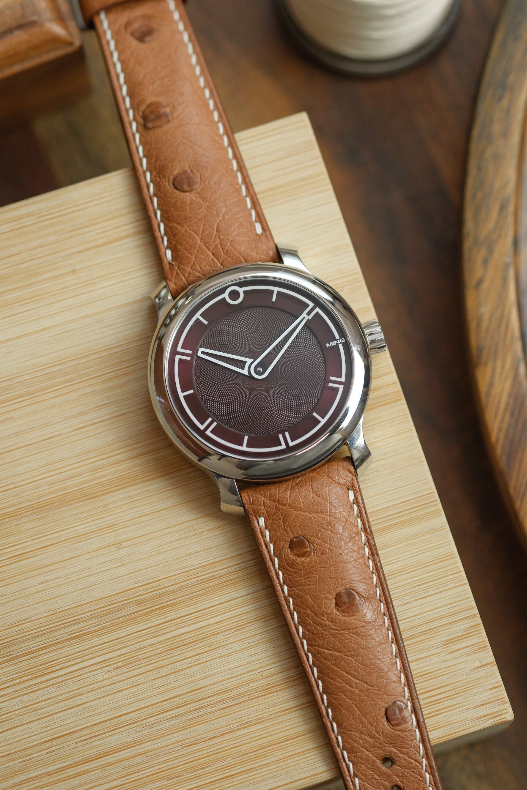 Cognac Ostrich Belly (Padded) Leather Strap