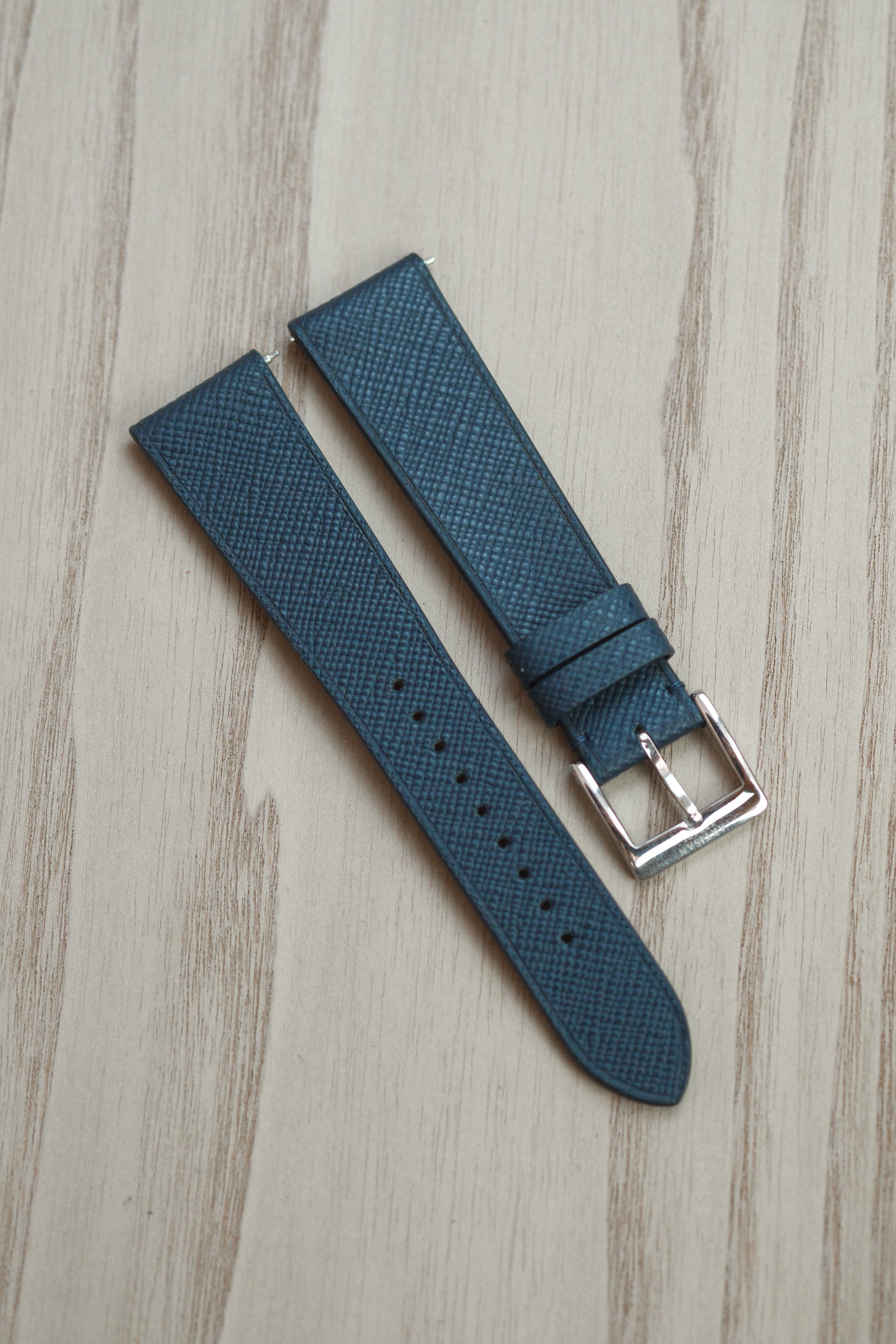Navy Saffiano Stitchless Leather Strap