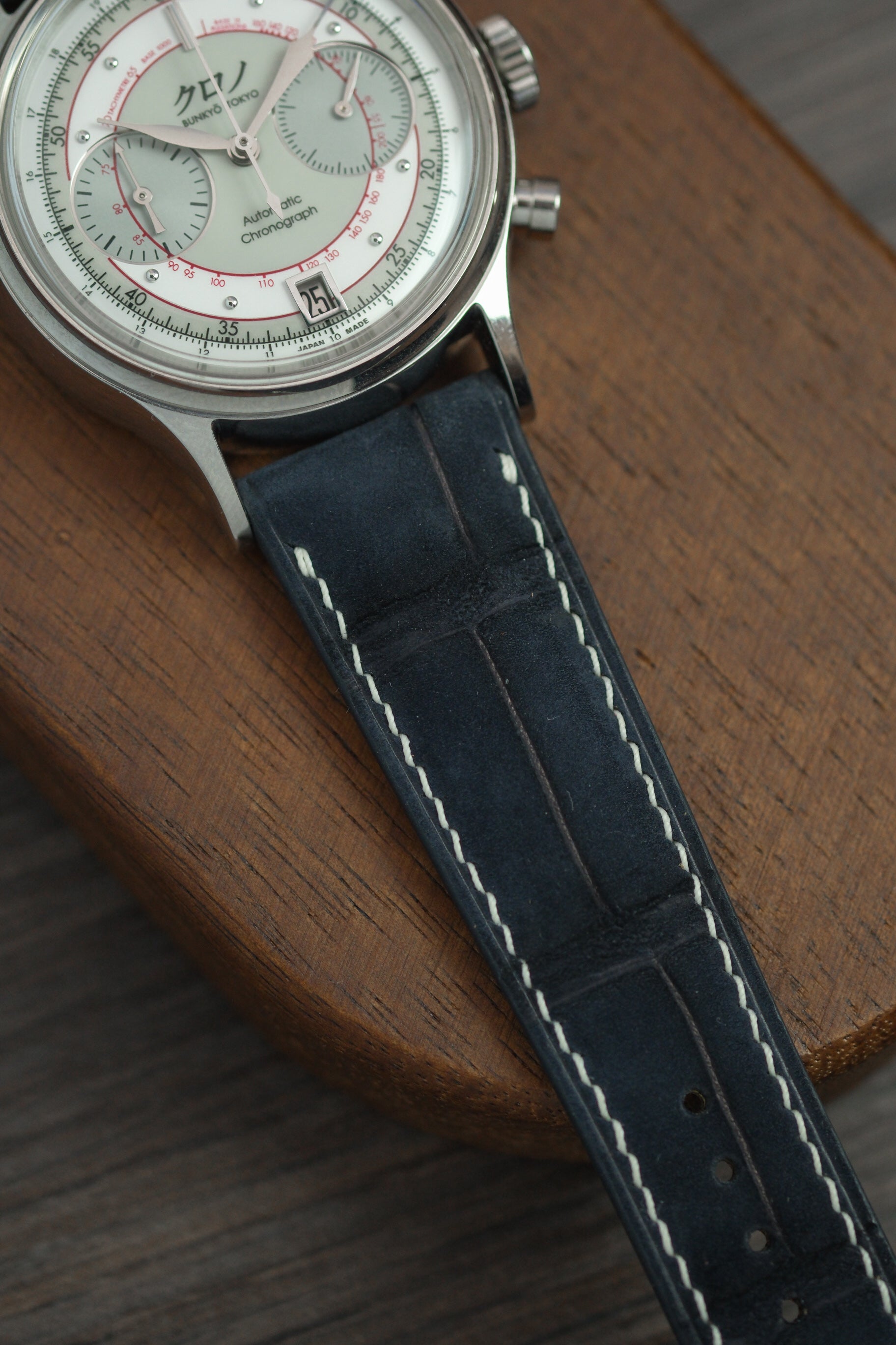 Navy Nubuck Alligator (Padded) Leather Strap - Artisan Straps