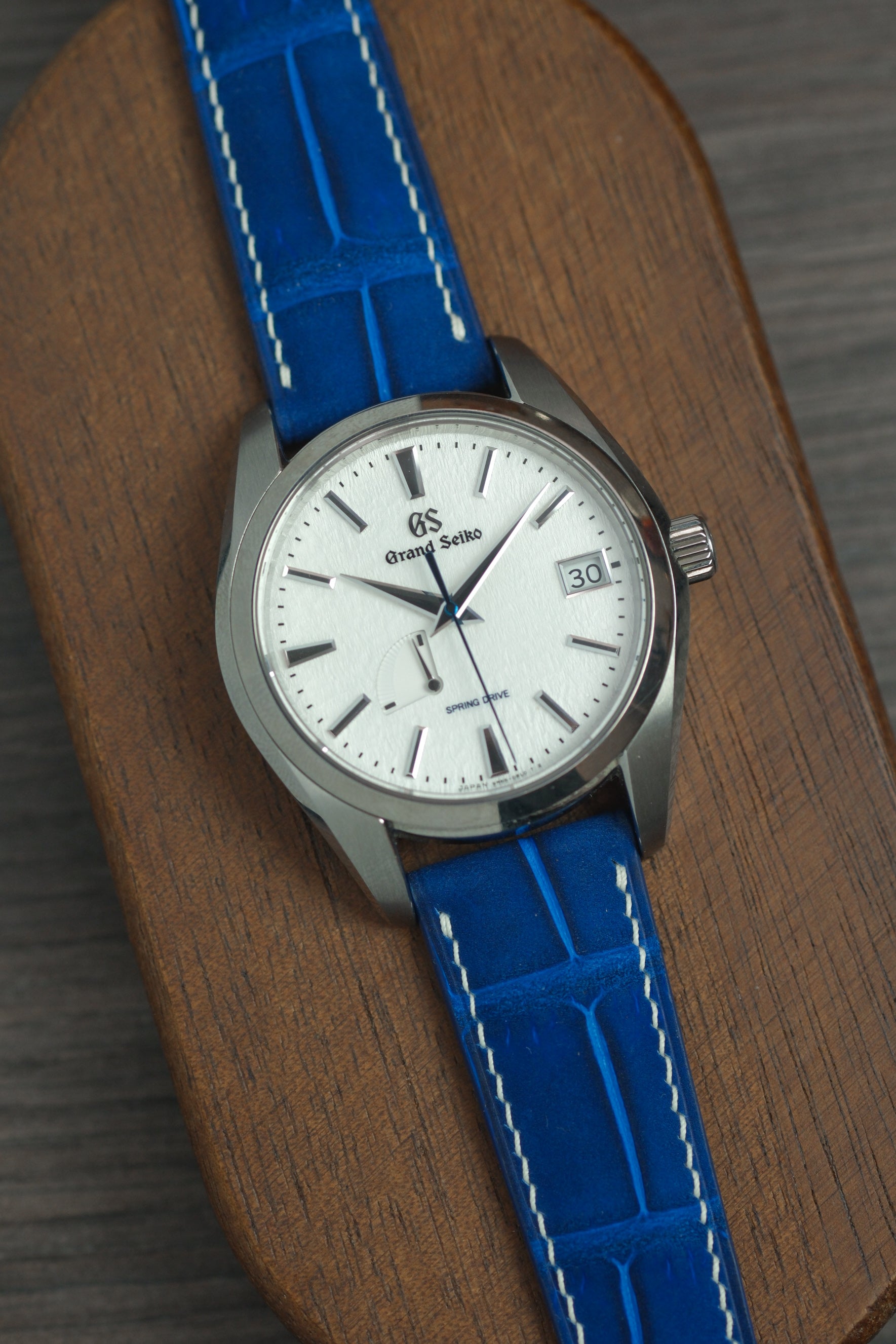 Cobalt Blue Nubuck Alligator (Padded) Leather Strap