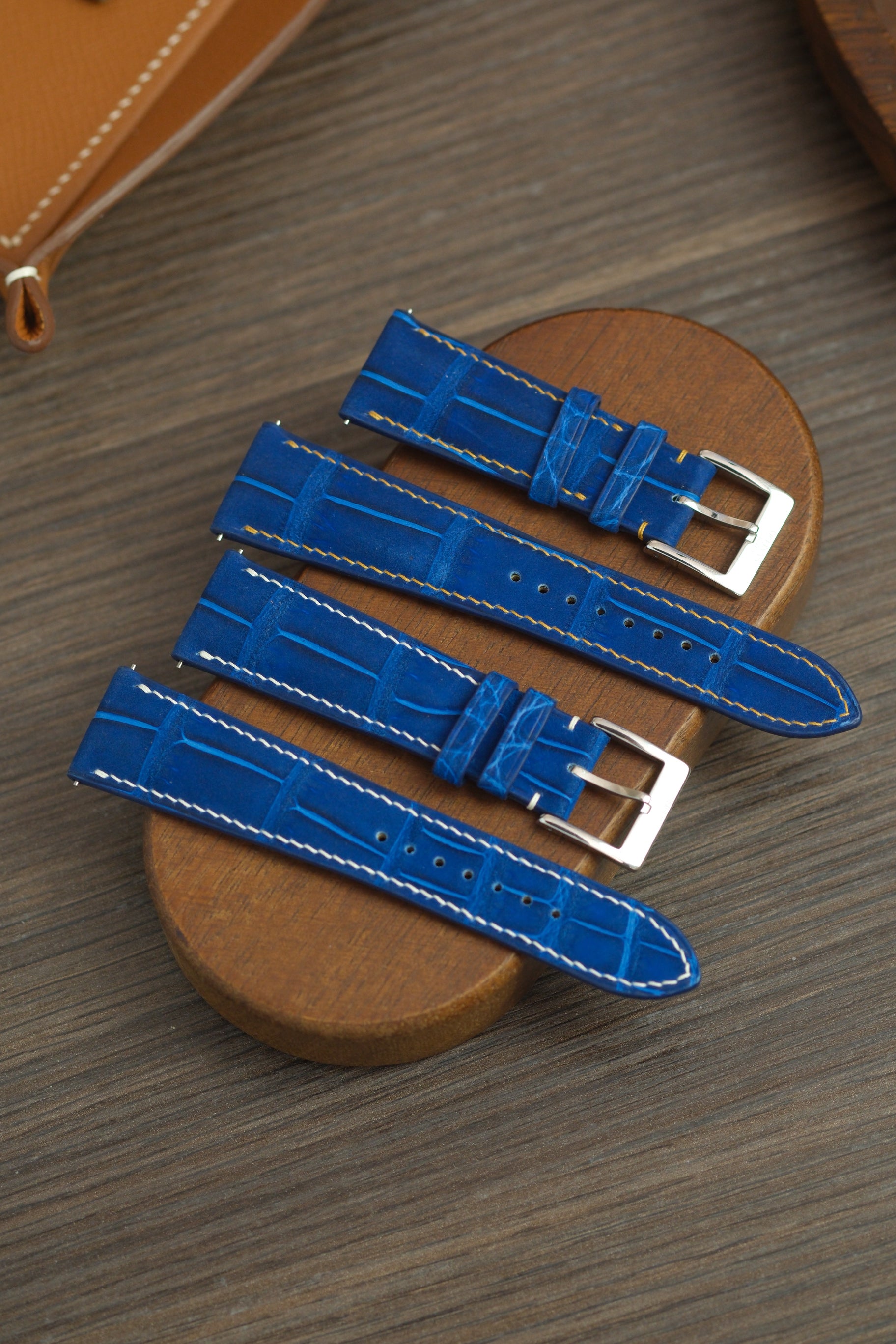 Cobalt Blue Nubuck Alligator (Padded) Leather Strap