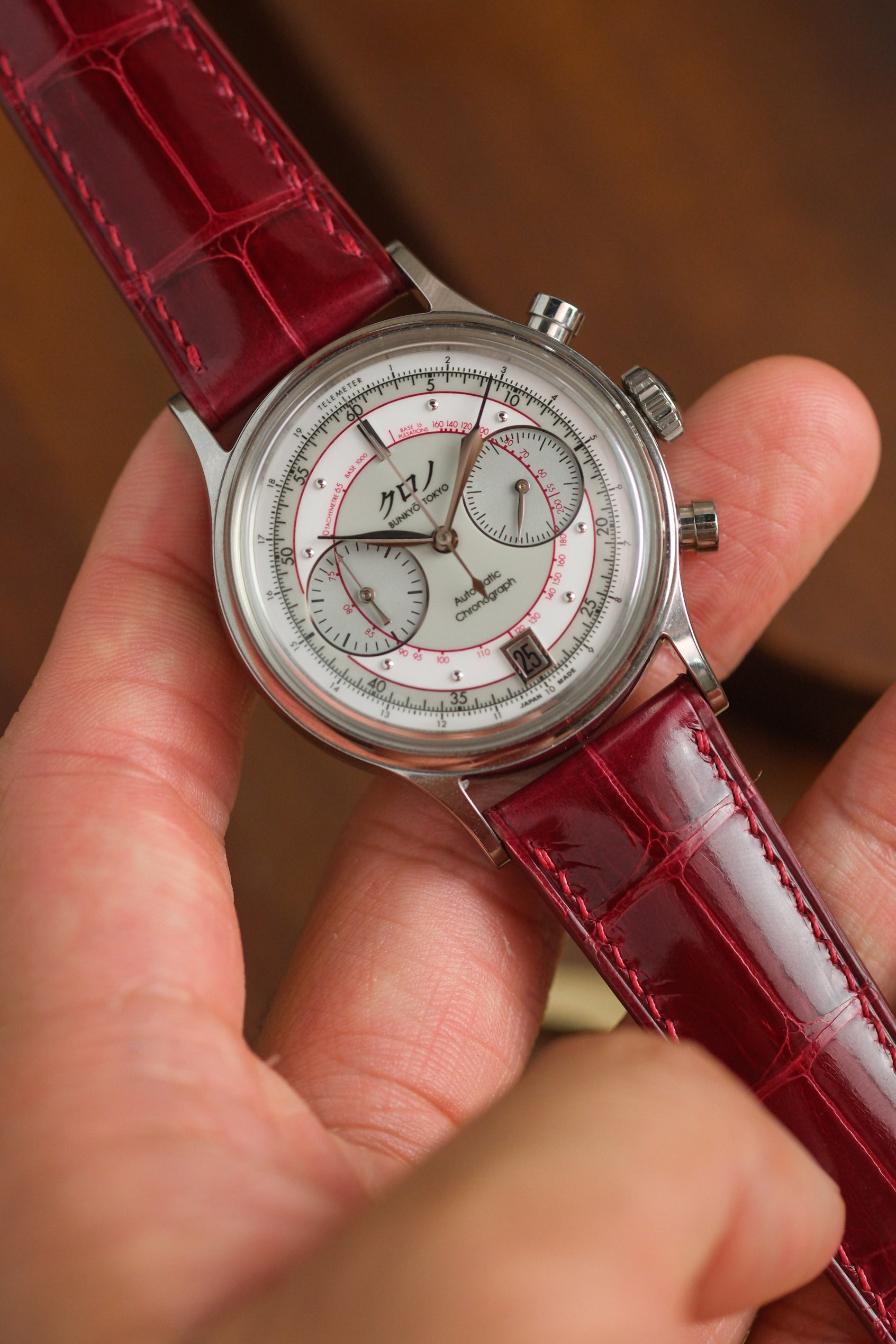 Dark Red Glazed Alligator (Padded) Leather Strap