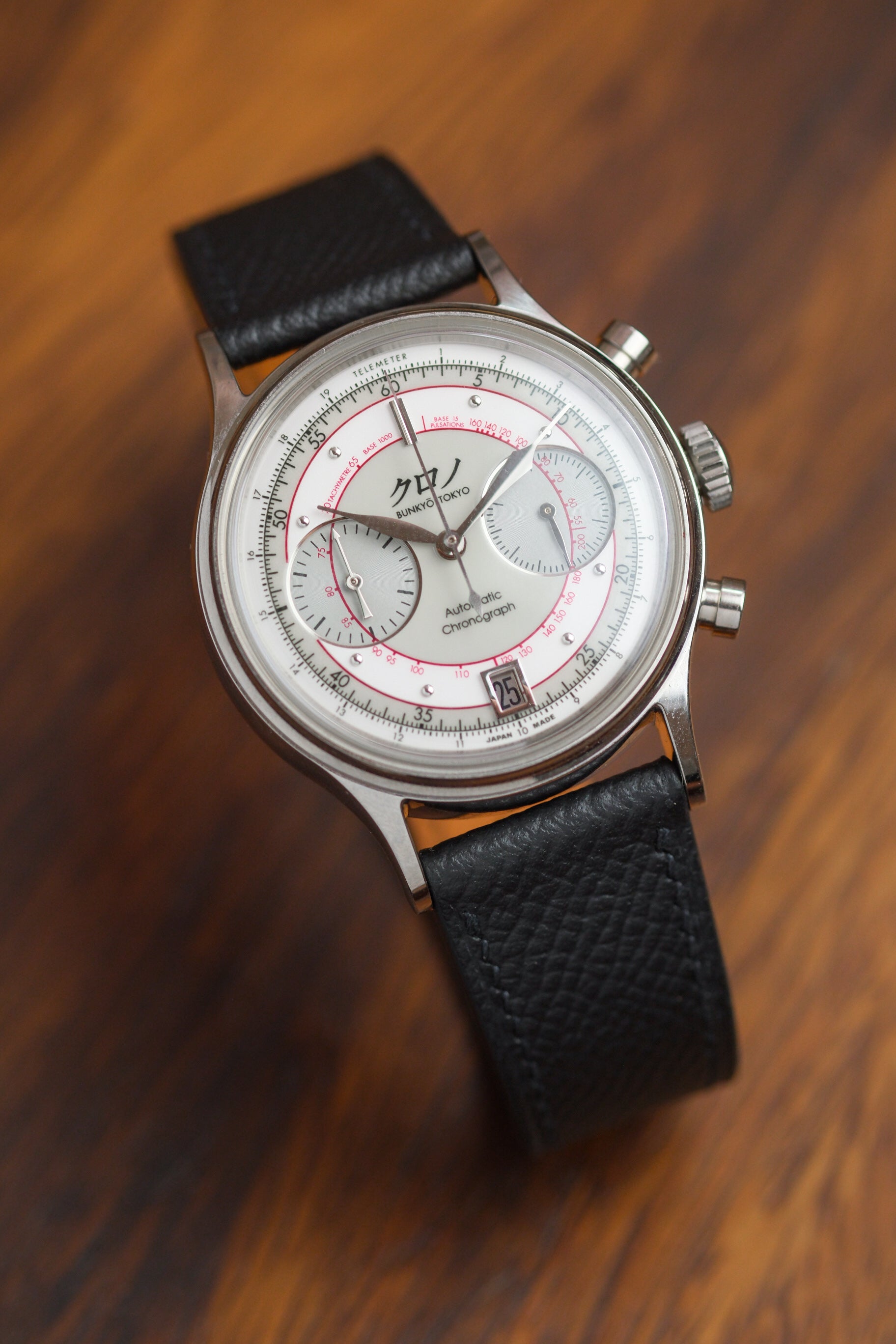 Black Epsom Leather Strap (Black Stitching)