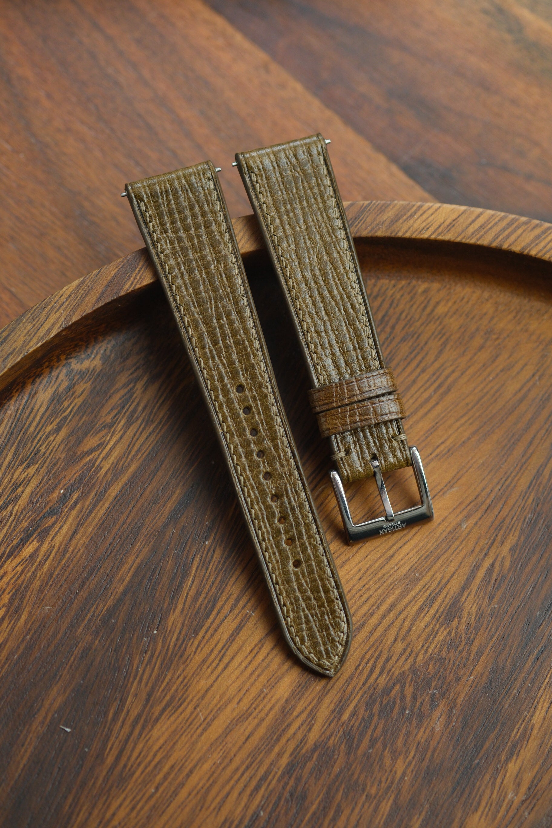 Olive Green Palmer Leather Strap - Artisan Straps