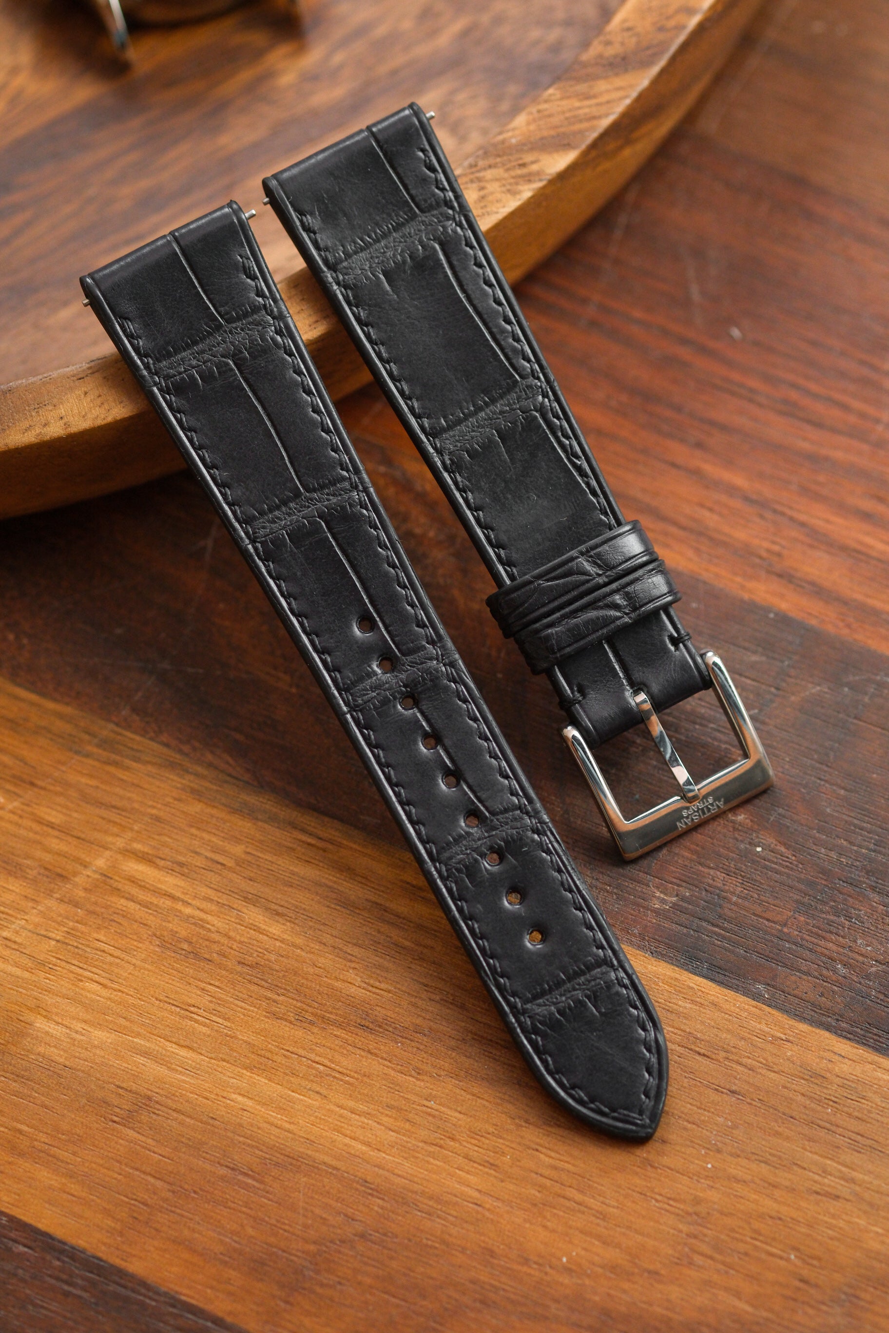 Black Alligator Leather Strap - Artisan Straps