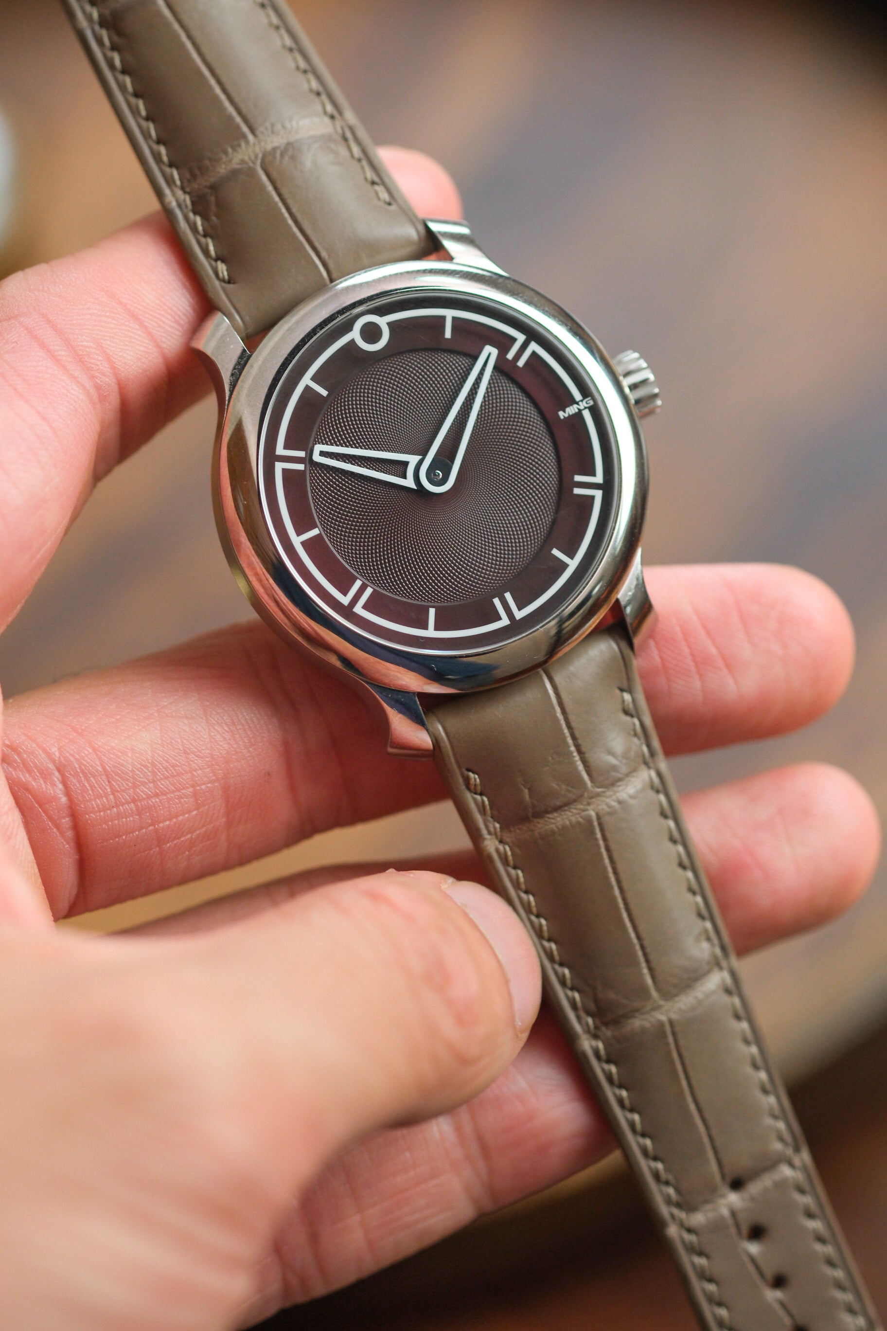 Taupe Crocodile (Padded) Leather Strap