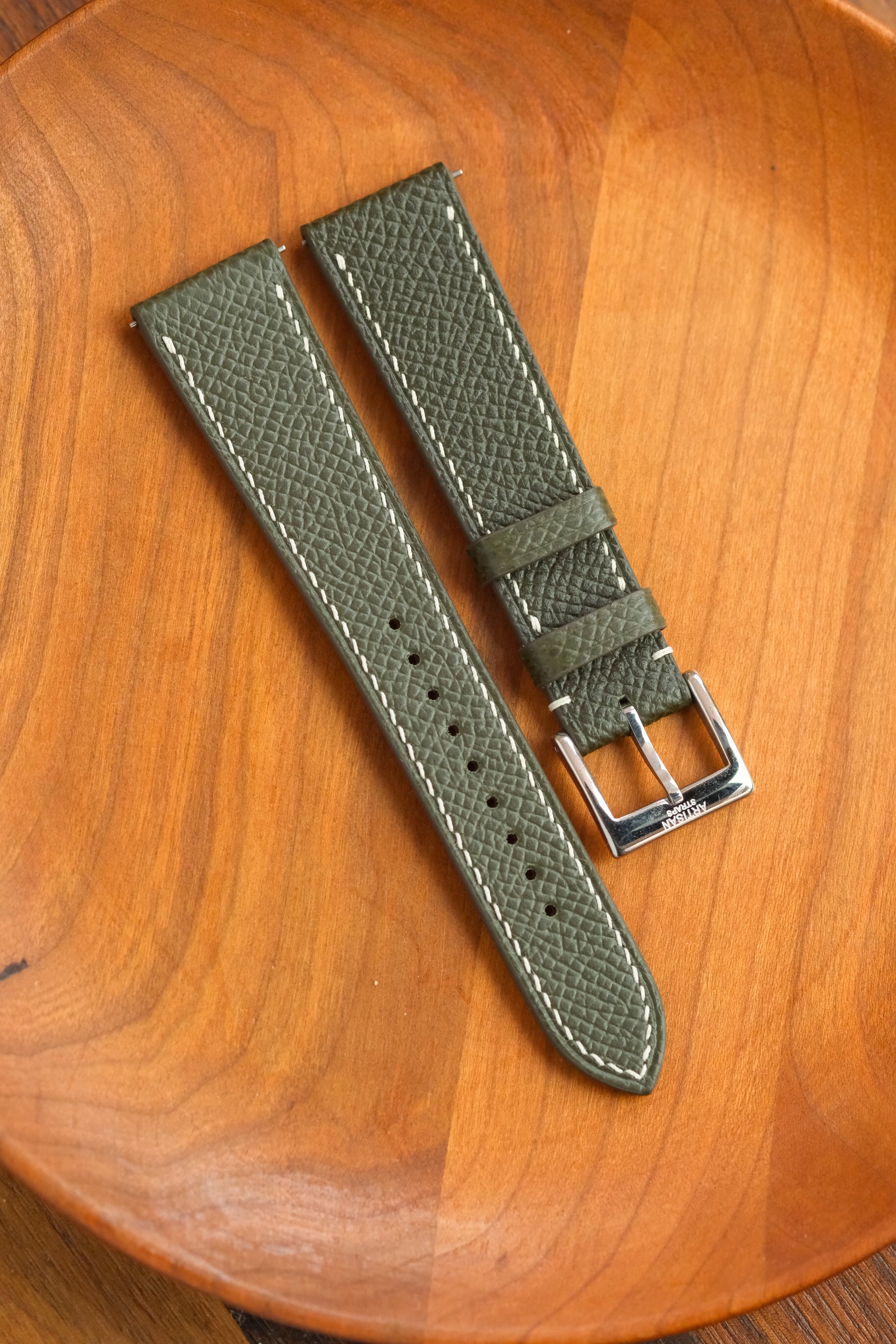 Olive Green Epsom Leather Strap - Artisan Straps