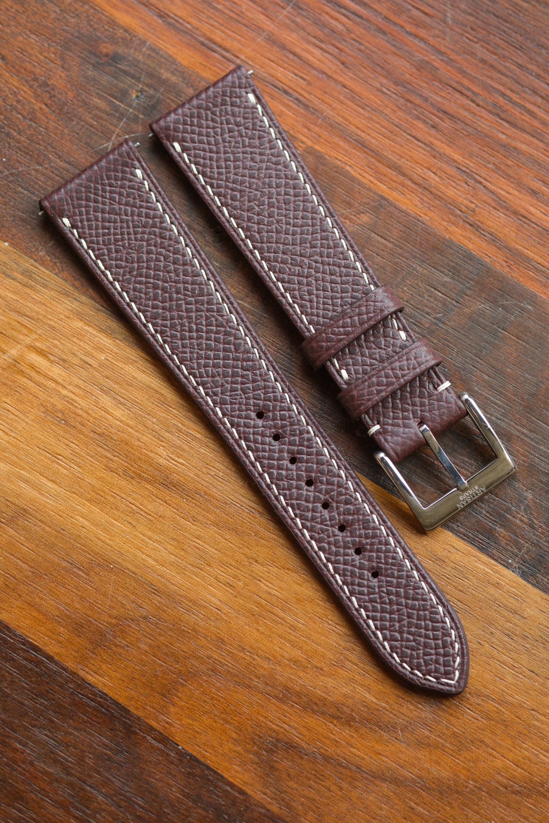 Burgundy Epsom Leather Strap - Artisan Straps