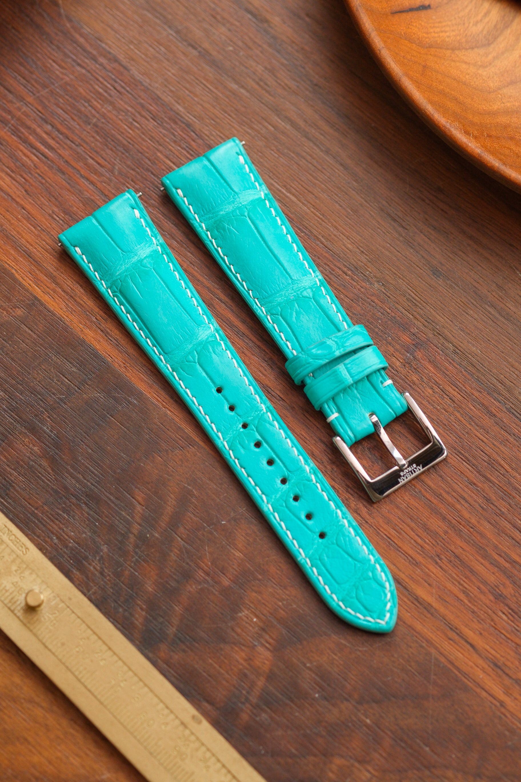 Turquoise Alligator (Padded) Leather Strap