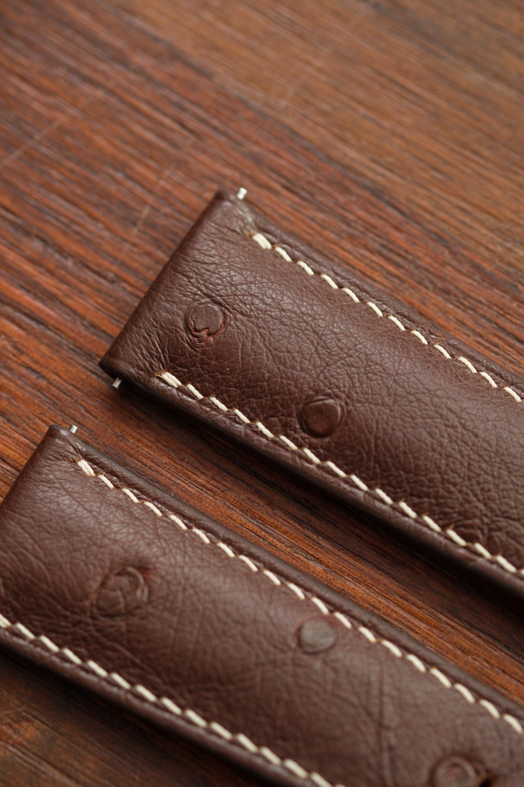 Chocolate Brown Ostrich Belly (Padded) Leather Strap (MTO)