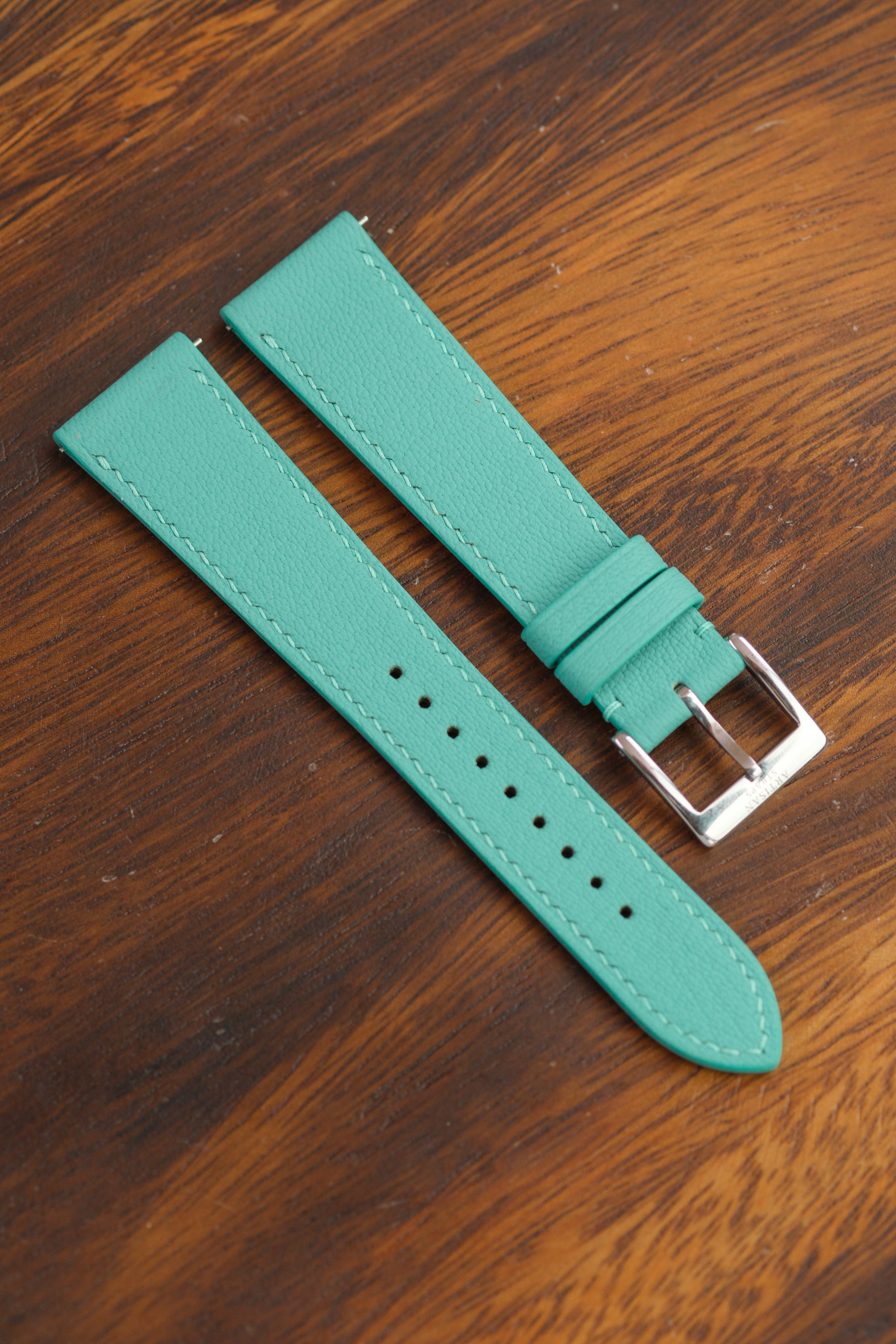 Teal Blue Chèvre Leather Strap - Artisan Straps
