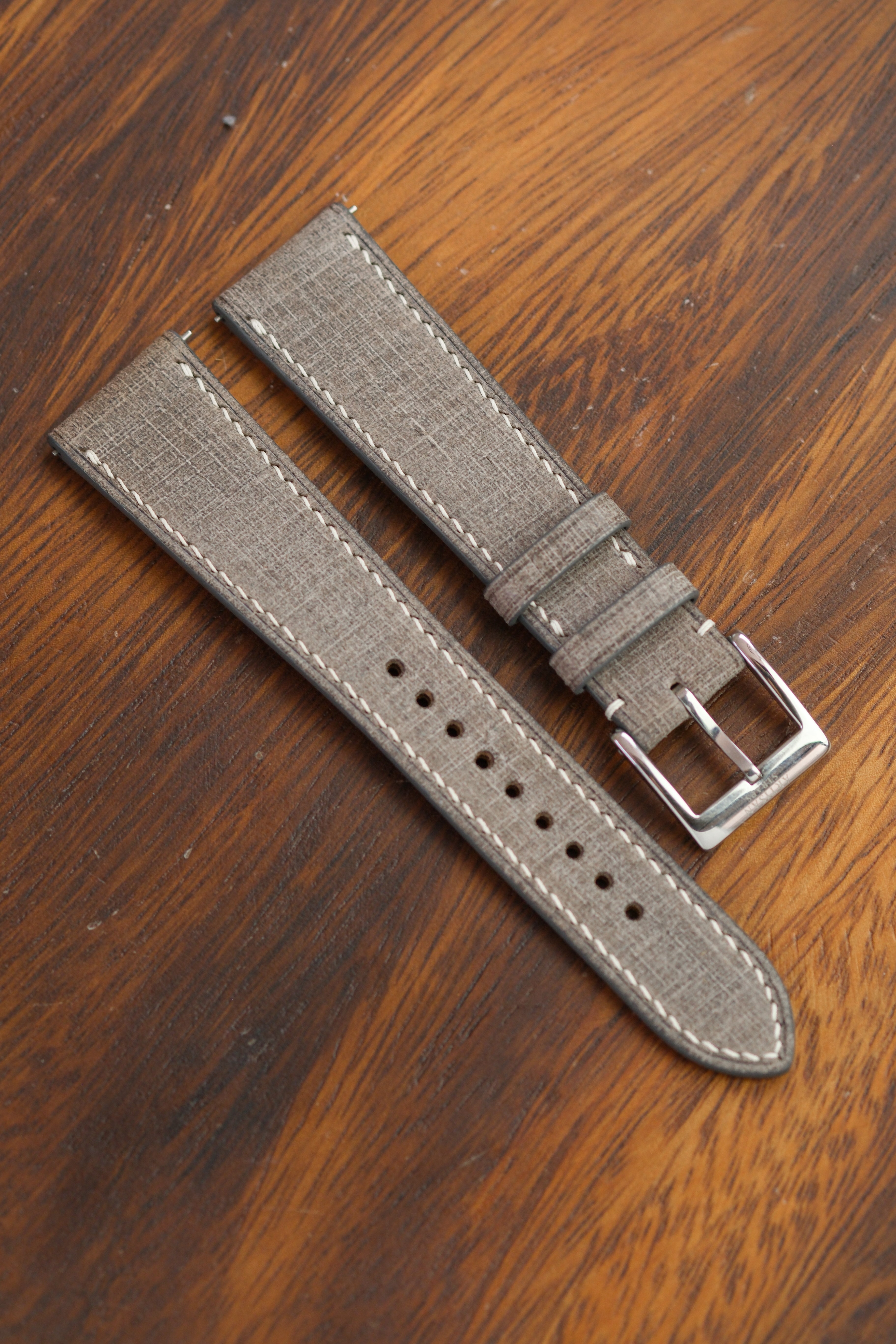 Grey Babele ‘Linen’ Leather Strap - Artisan Straps