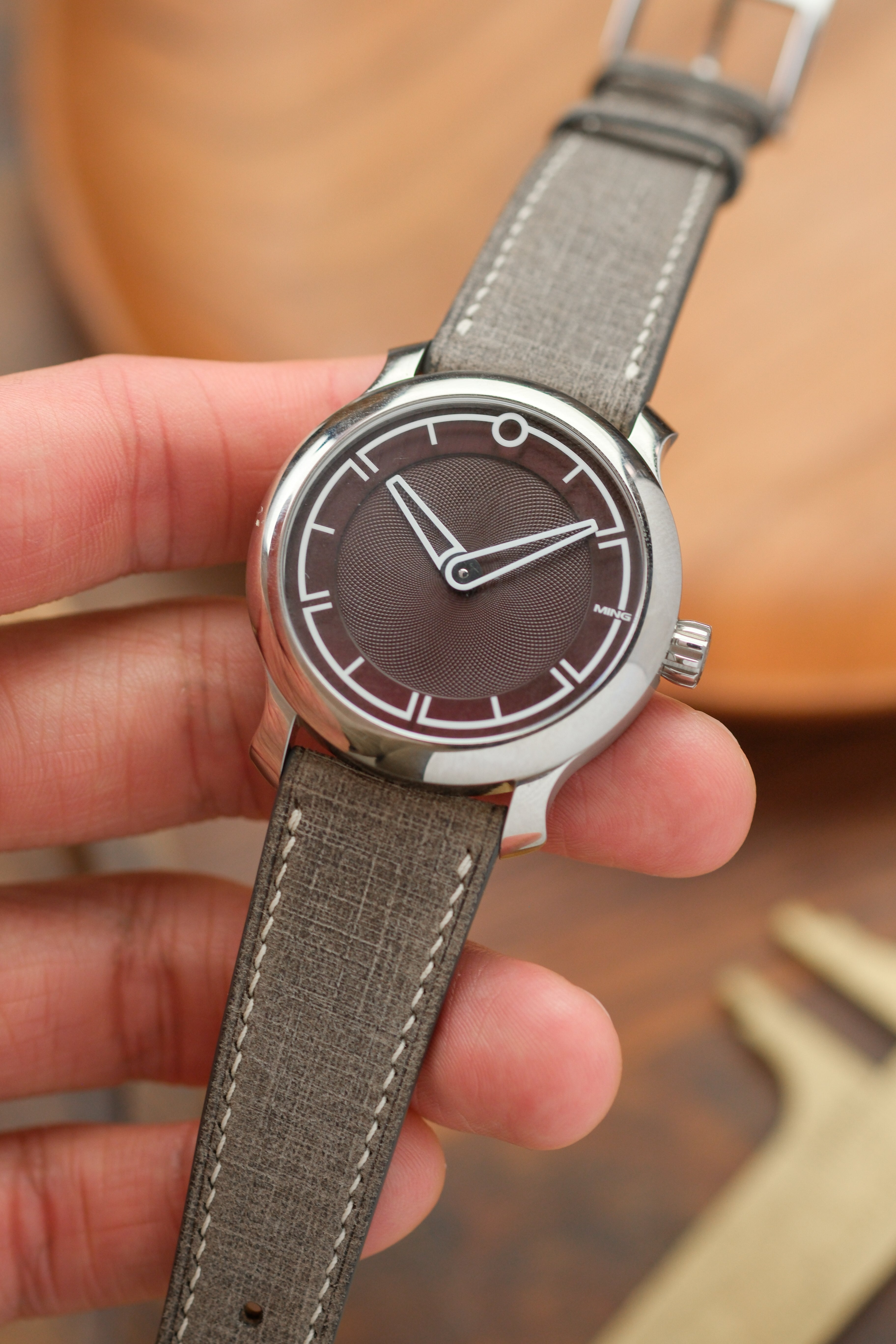 Grey Babele ‘Linen’ Leather Strap - Artisan Straps