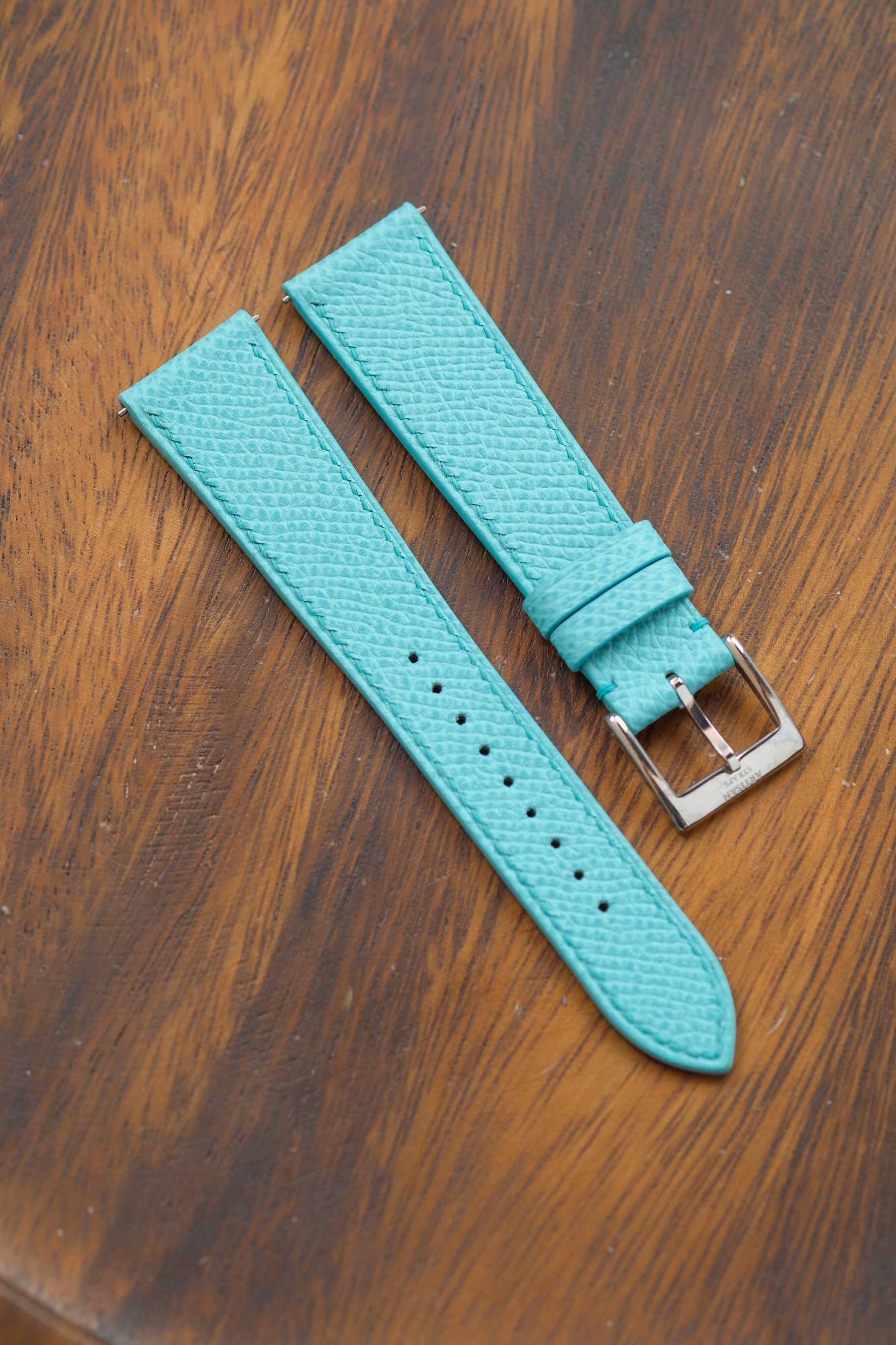 Turquoise Blue Epsom Leather Strap - Artisan Straps