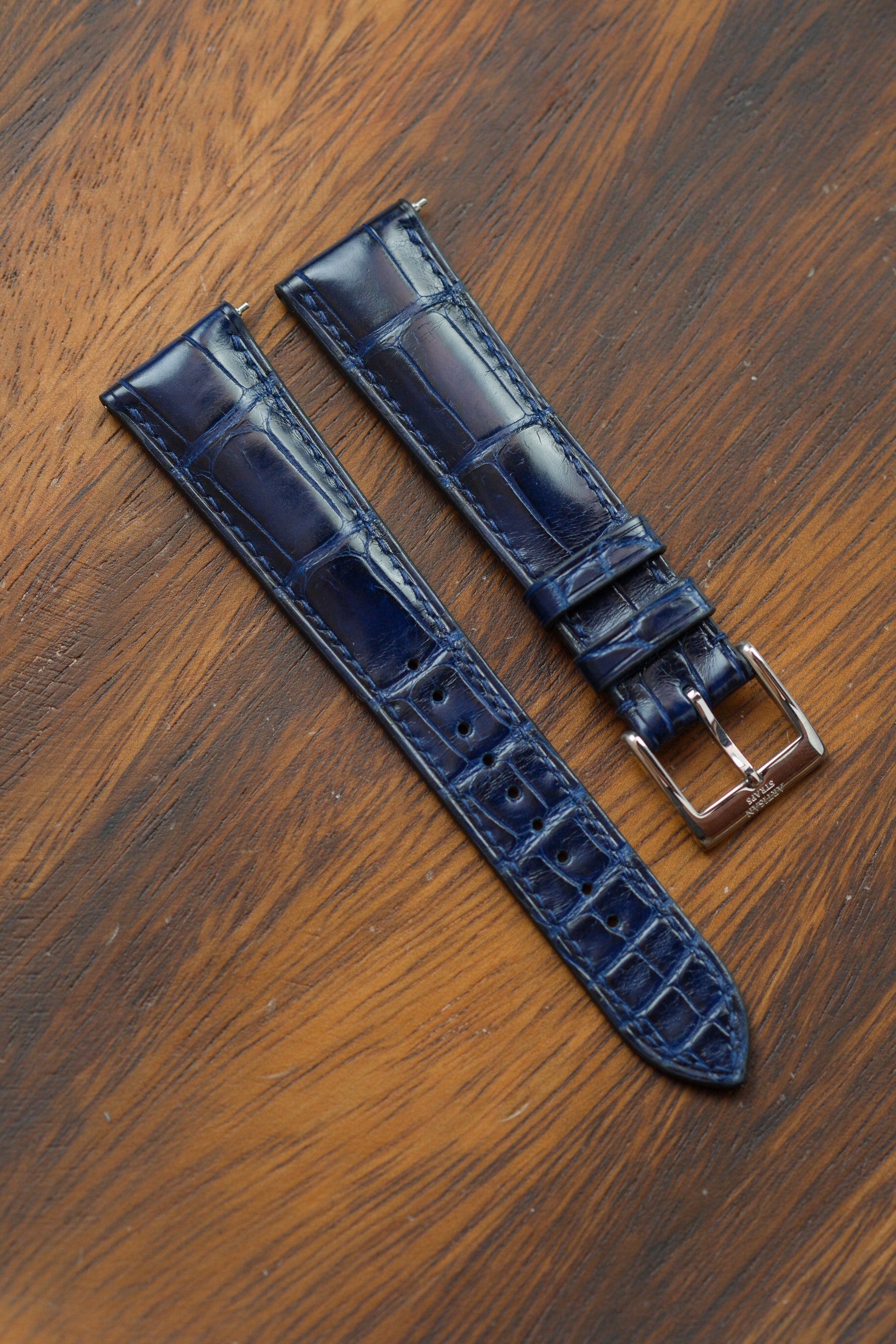 Correa de piel de aligátor Millenium azul eléctrico (acolchada)