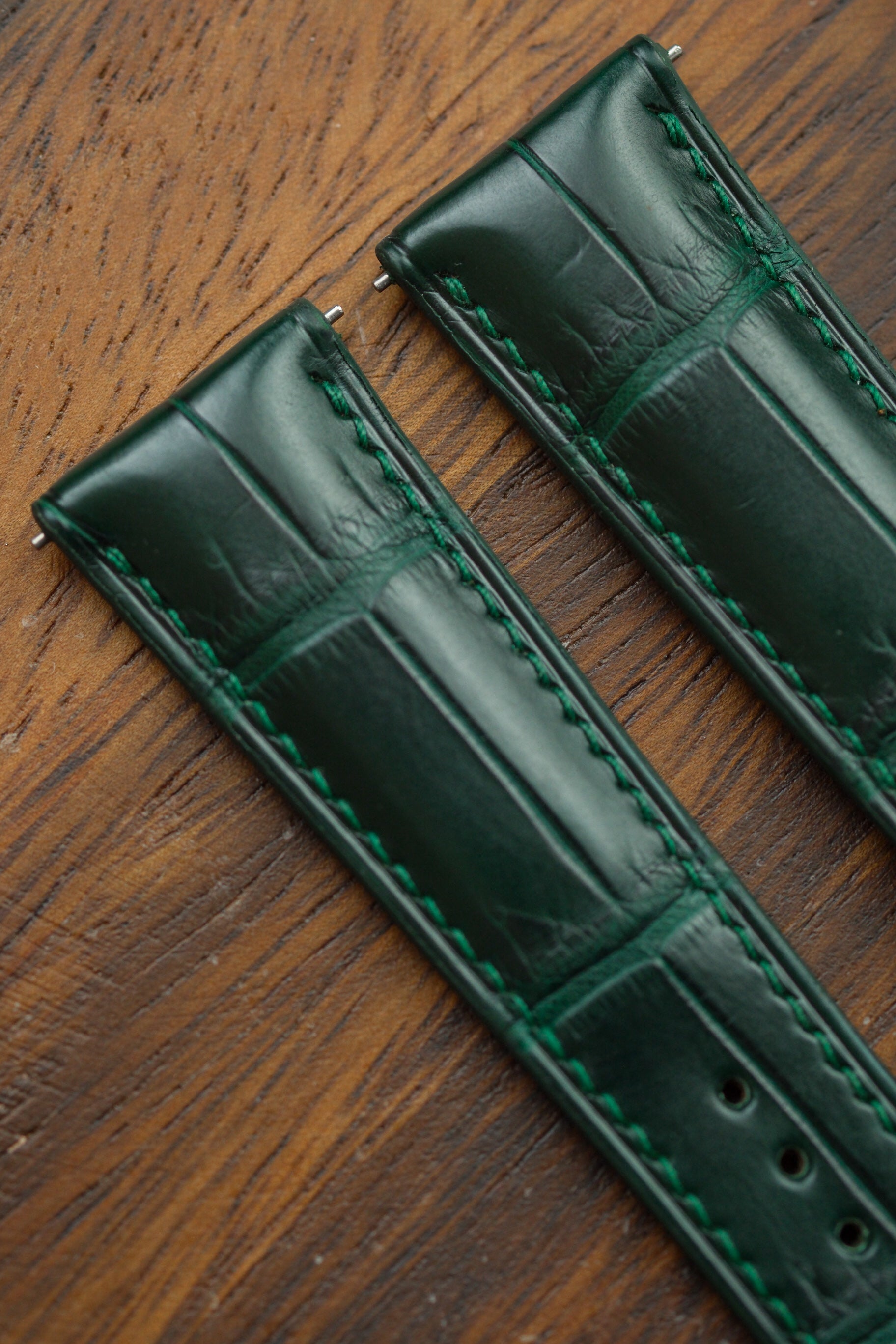 Dark Green Alligator (Padded) Leather Strap