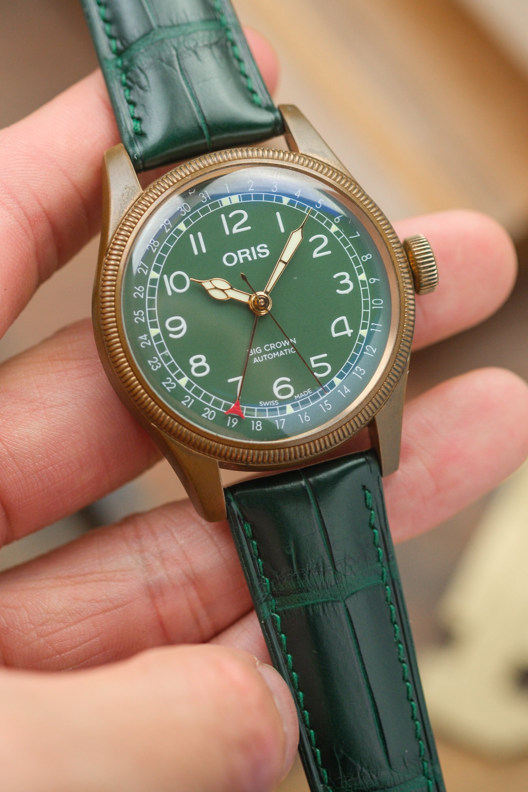 Dark Green Alligator (Padded) Leather Strap