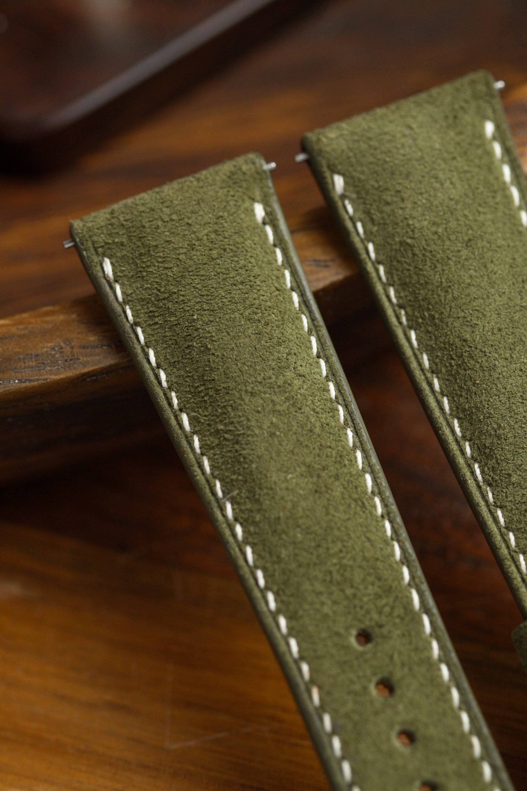 Olive Green Suede (Padded) Leather Strap - Artisan Straps