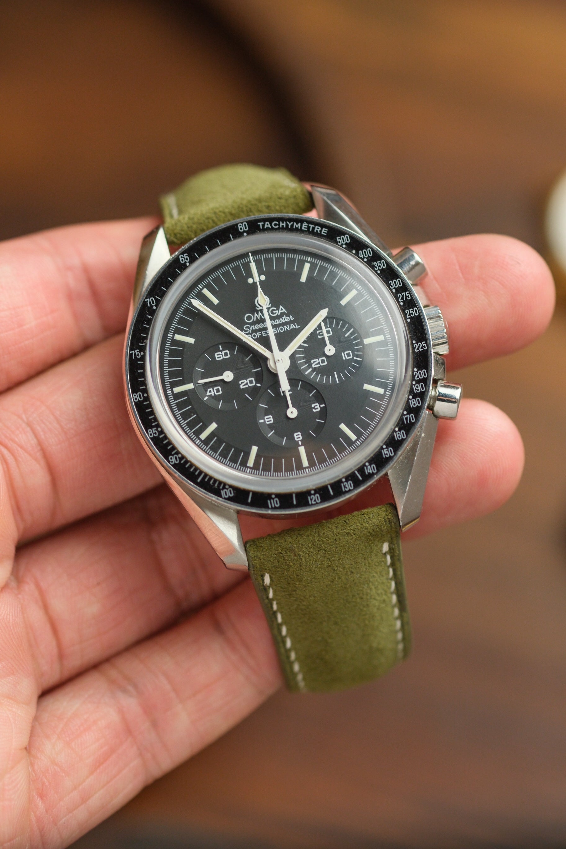 Olive Green Suede (Padded) Leather Strap