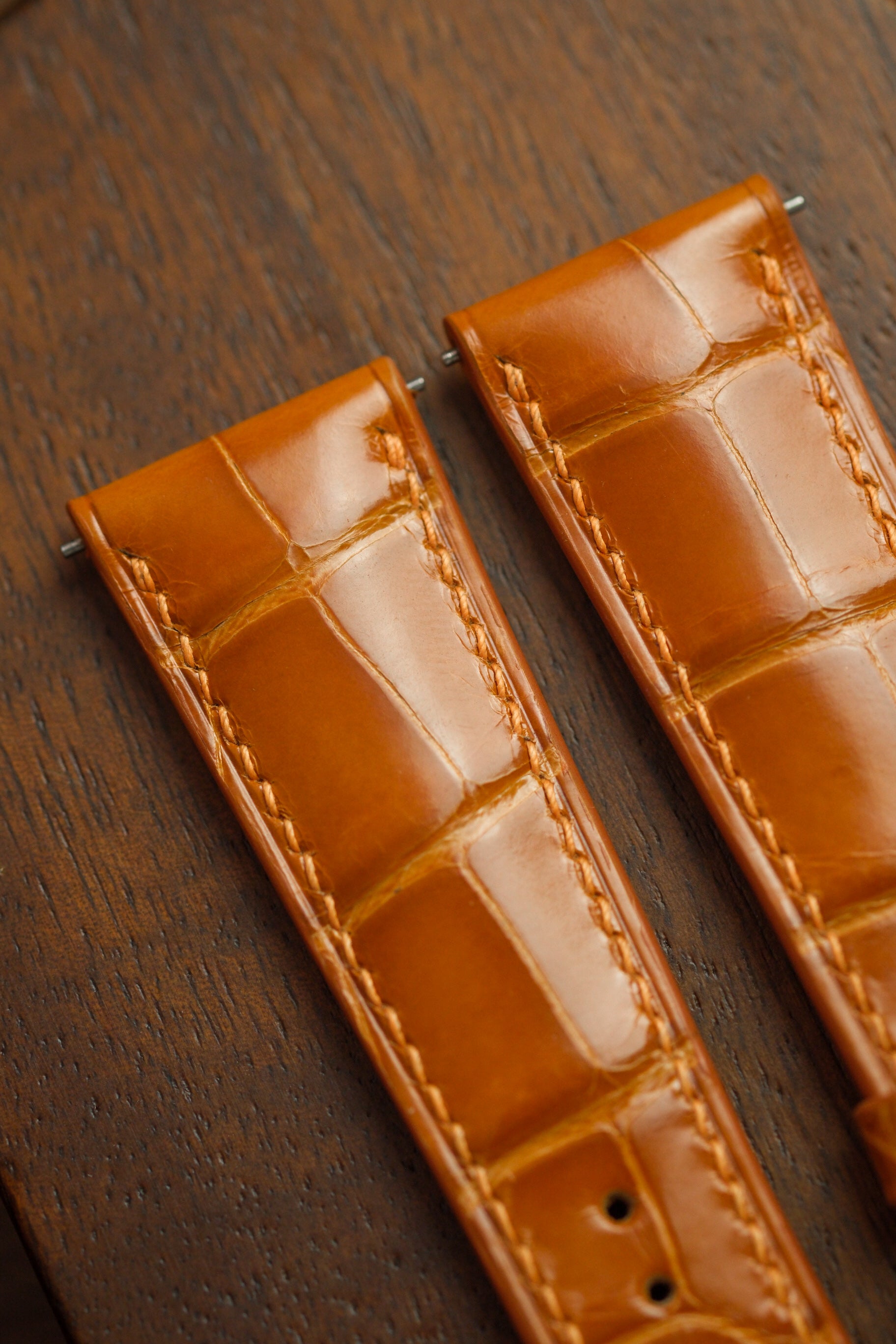 Tangerine Glazed Alligator (Padded) Leather Strap