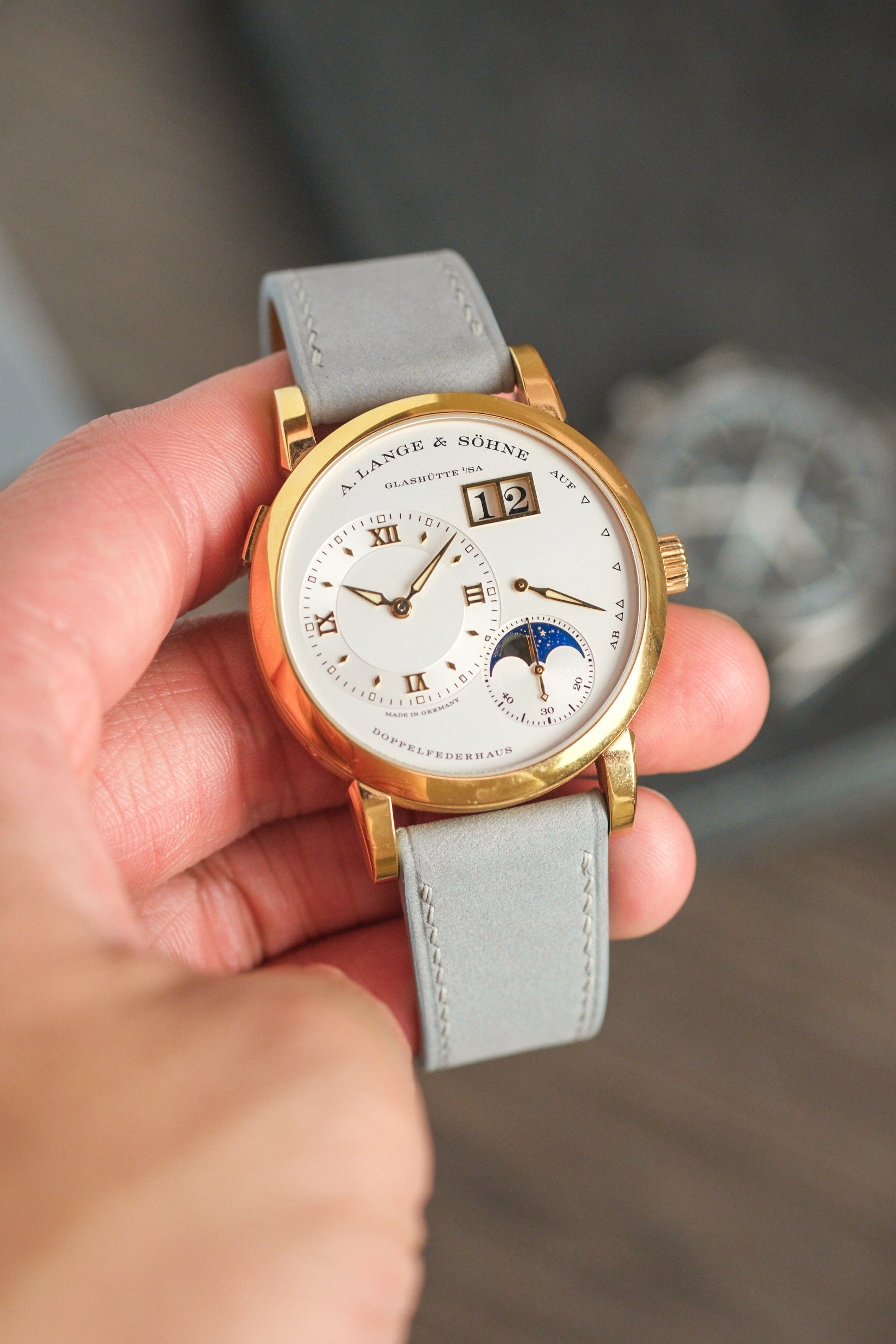 Light Grey Nubuck Leather Strap