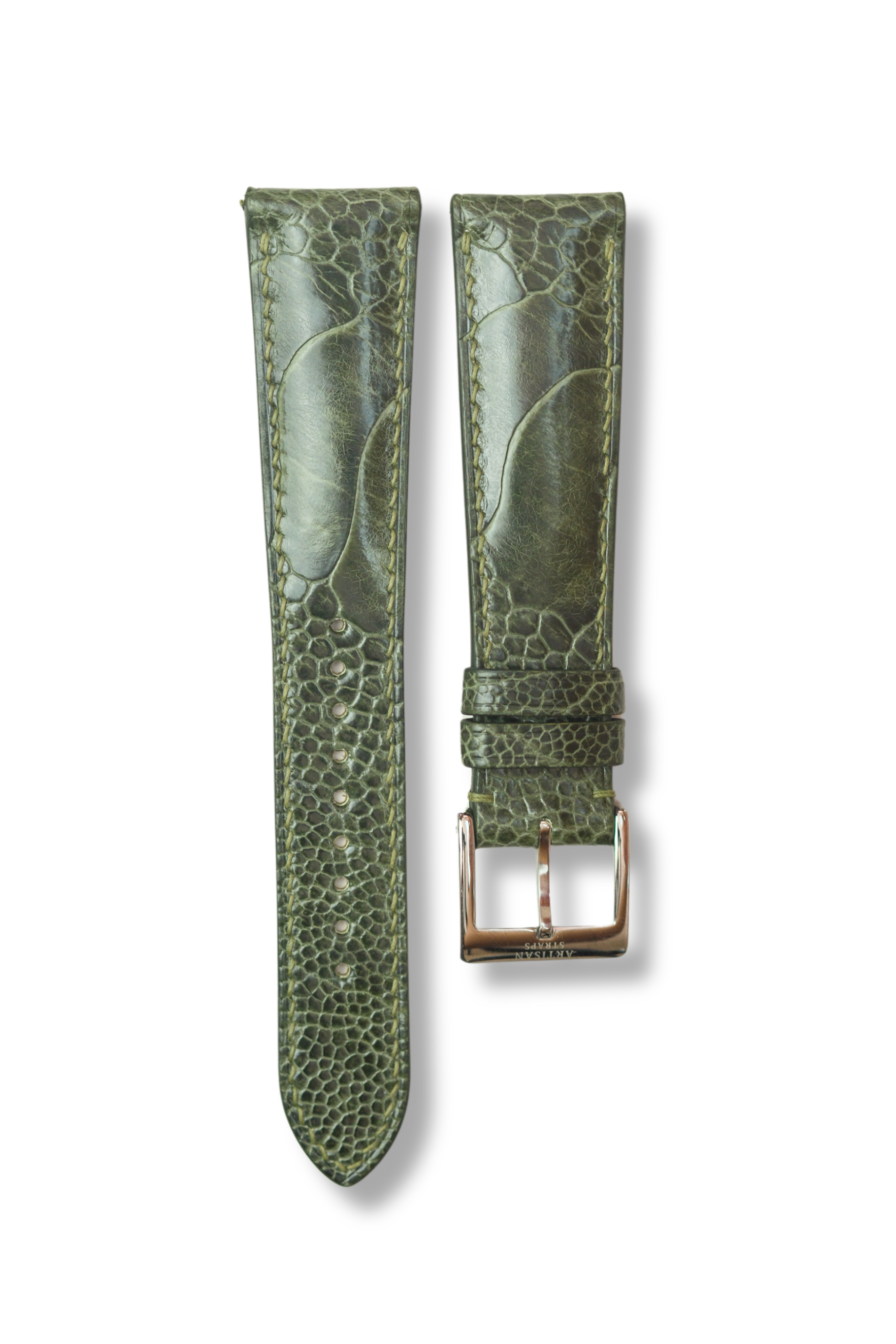 Olive Green Ostrich Leg Leather Strap - Artisan Straps